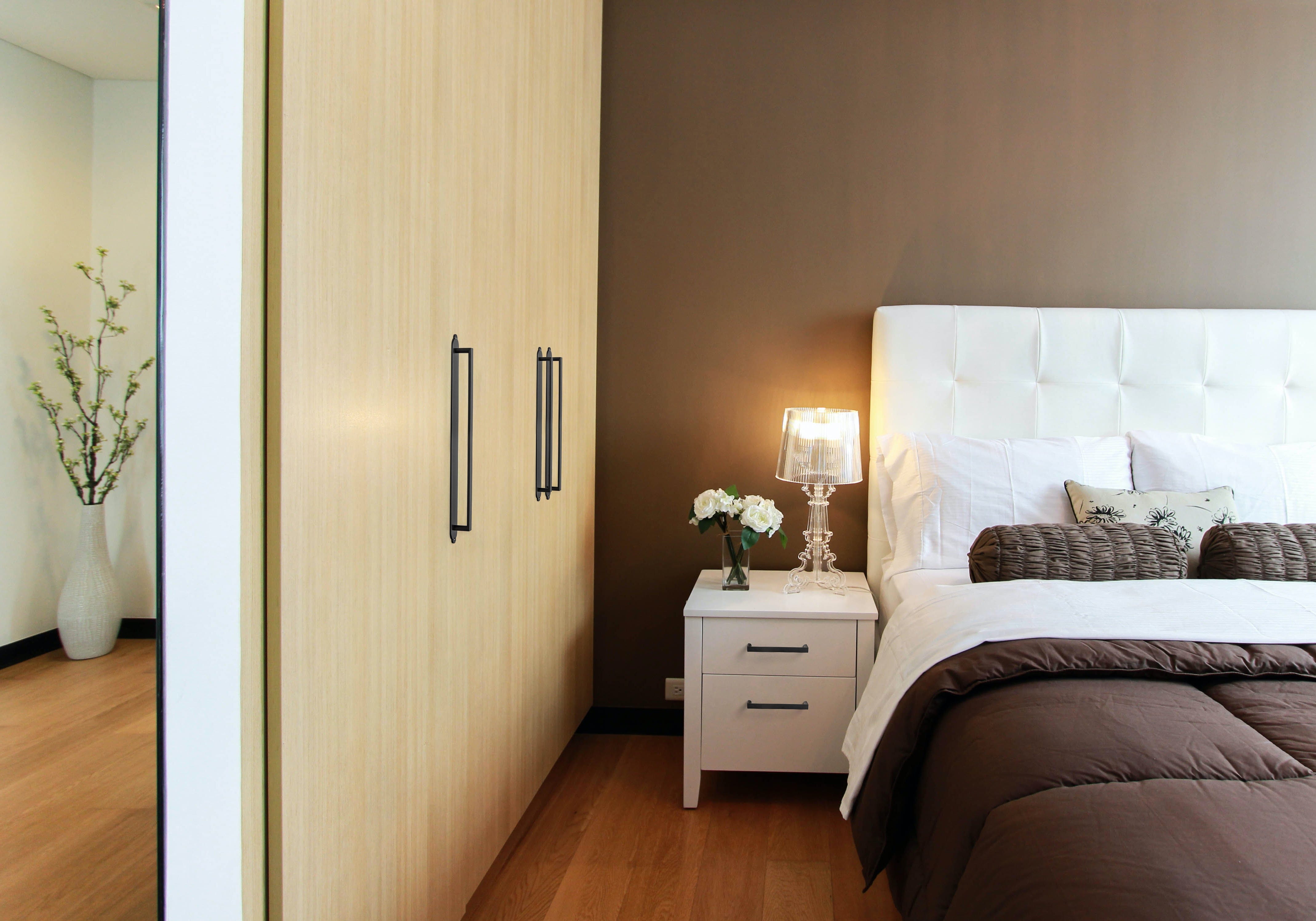 2 Pack Long Cabinet Bar Pulls with Back Plates Solid Drawer Handles Set