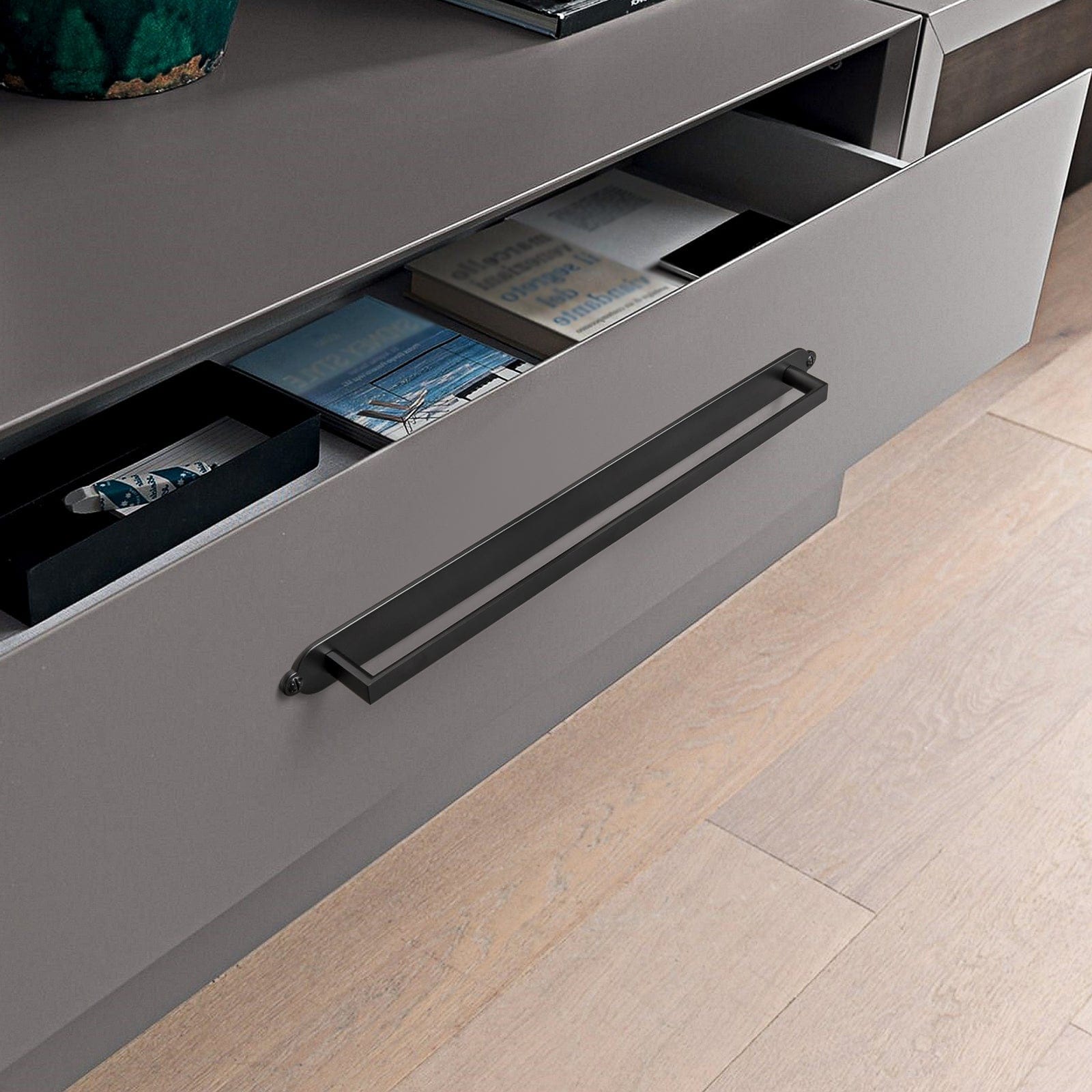 2 Pack Long Cabinet Bar Pulls with Back Plates Solid Drawer Handles Set