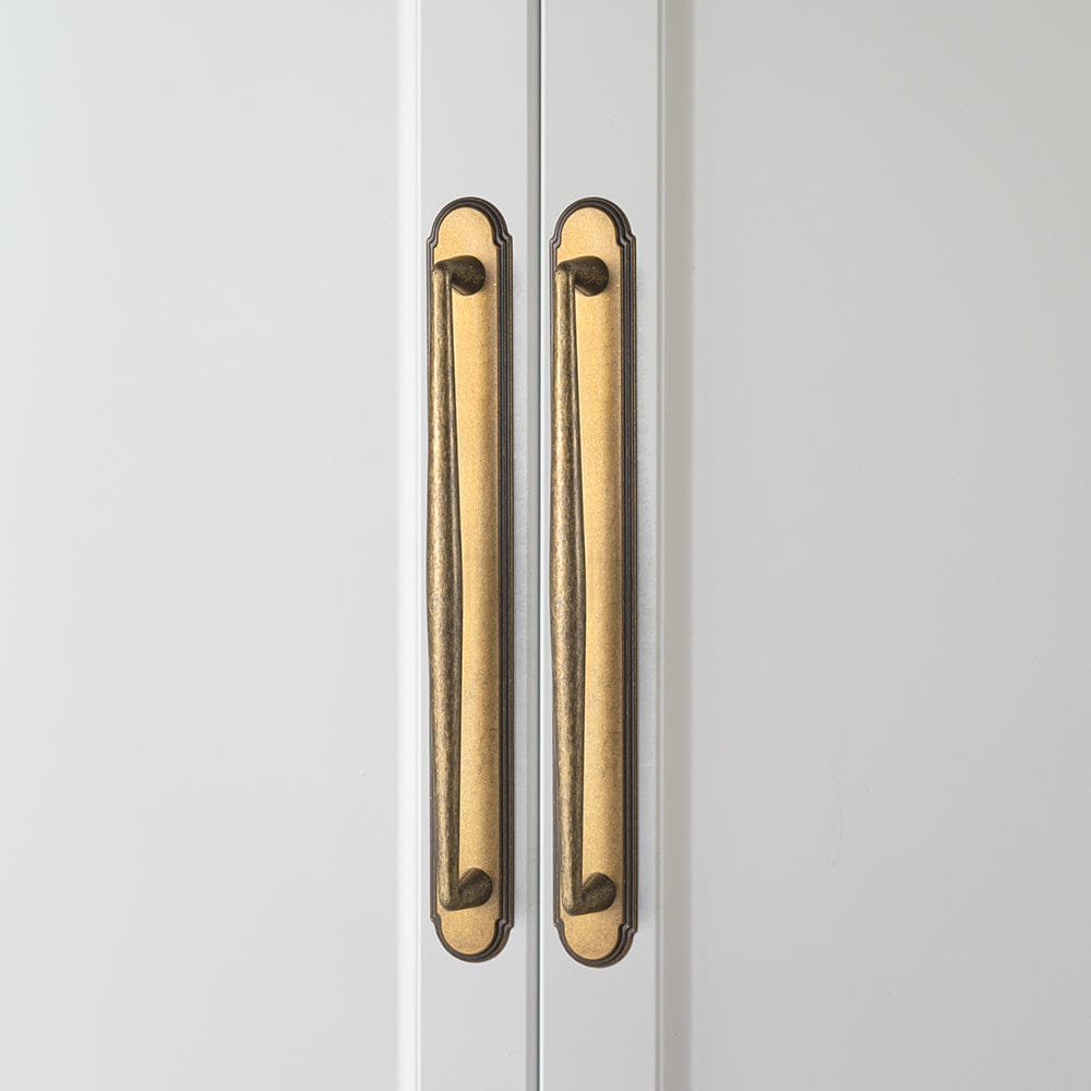 2 Pack Vintage Zinc Alloy Cabinet Pulls with Back Plate - Furniture Handles for Kitchen Cupboards