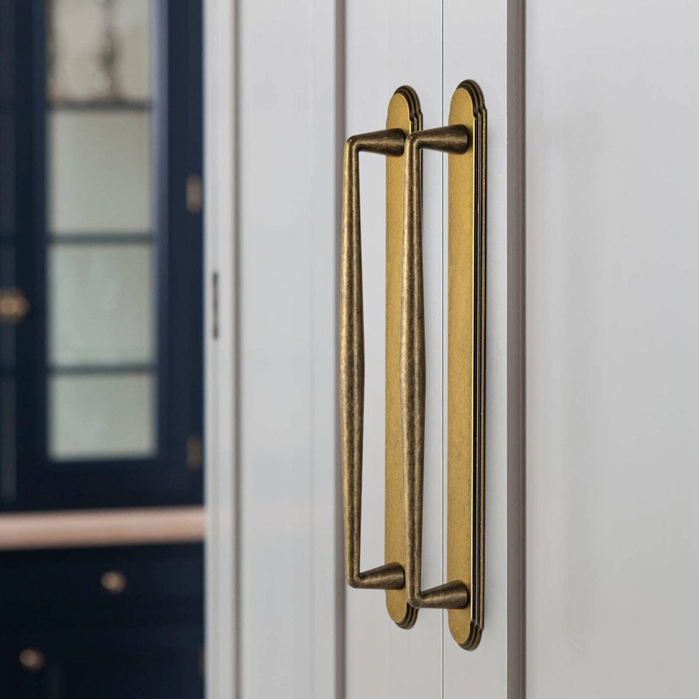 2 Pack Vintage Zinc Alloy Cabinet Pulls with Back Plate - Furniture Handles for Kitchen Cupboards