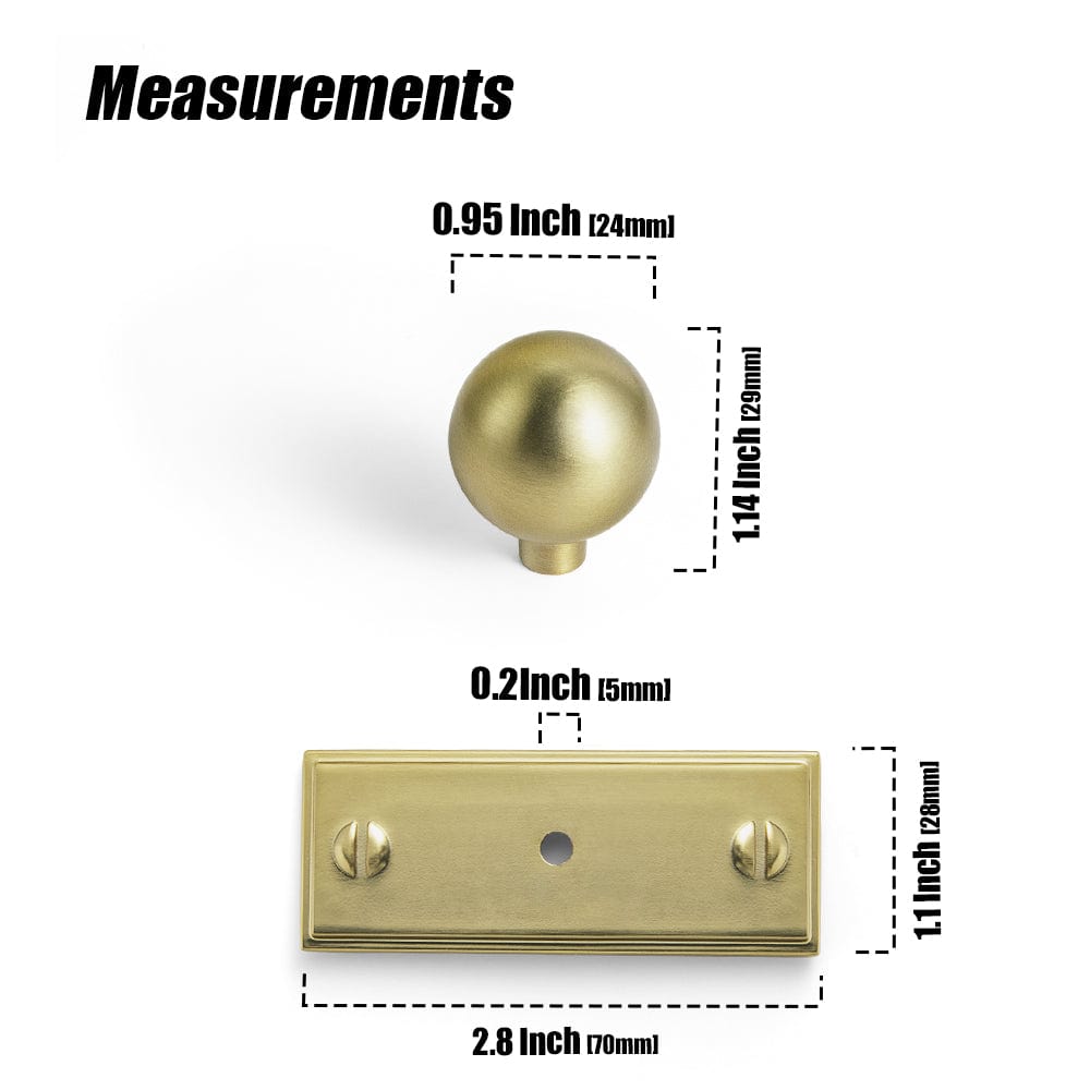 Round Cabinet Knobs with Back Plate Zinc Alloy Cabinet Handle with Long Back Plate