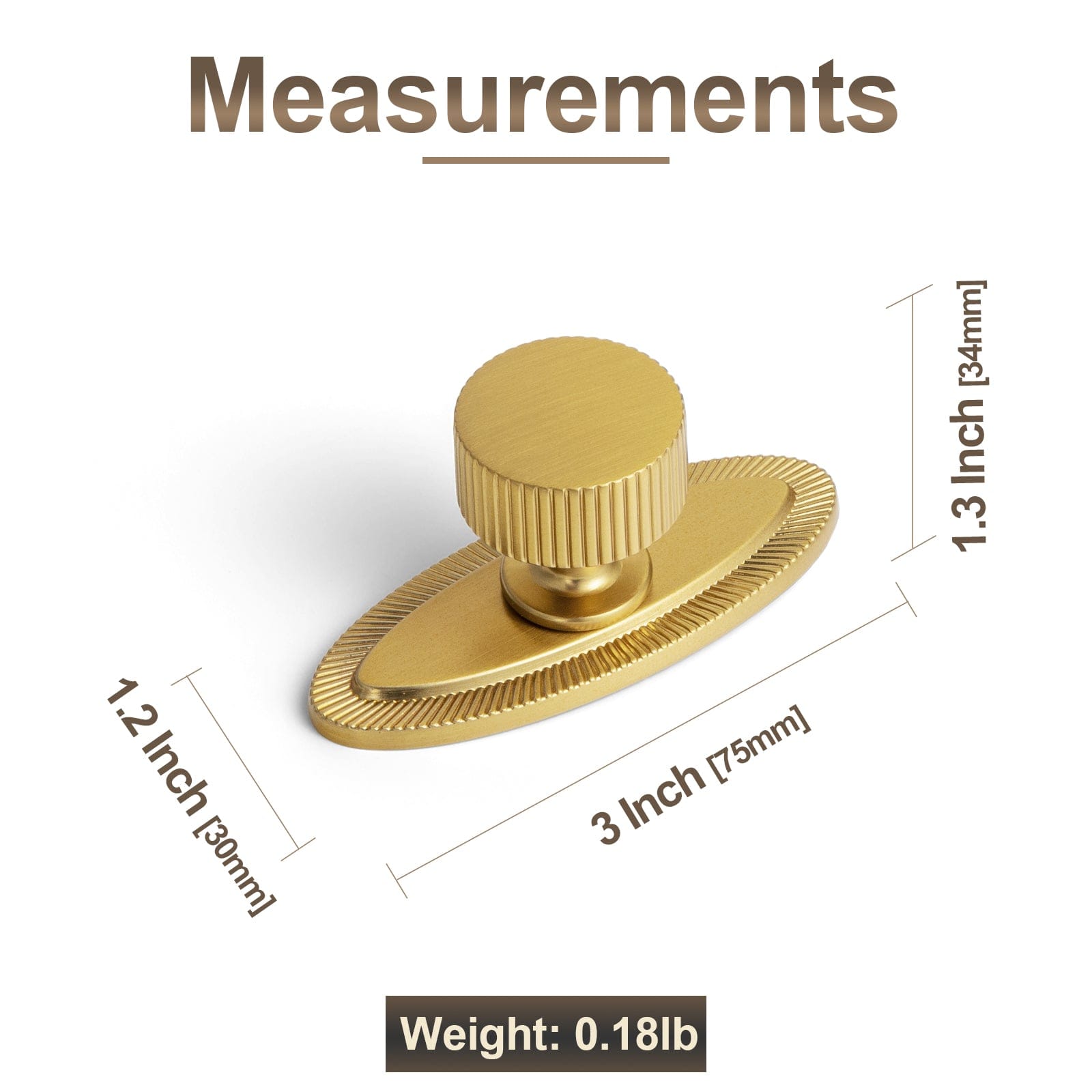 2 Pack Striped Cabinet Pull Retro Brass Cabinet Handles Knobs with Back Plate