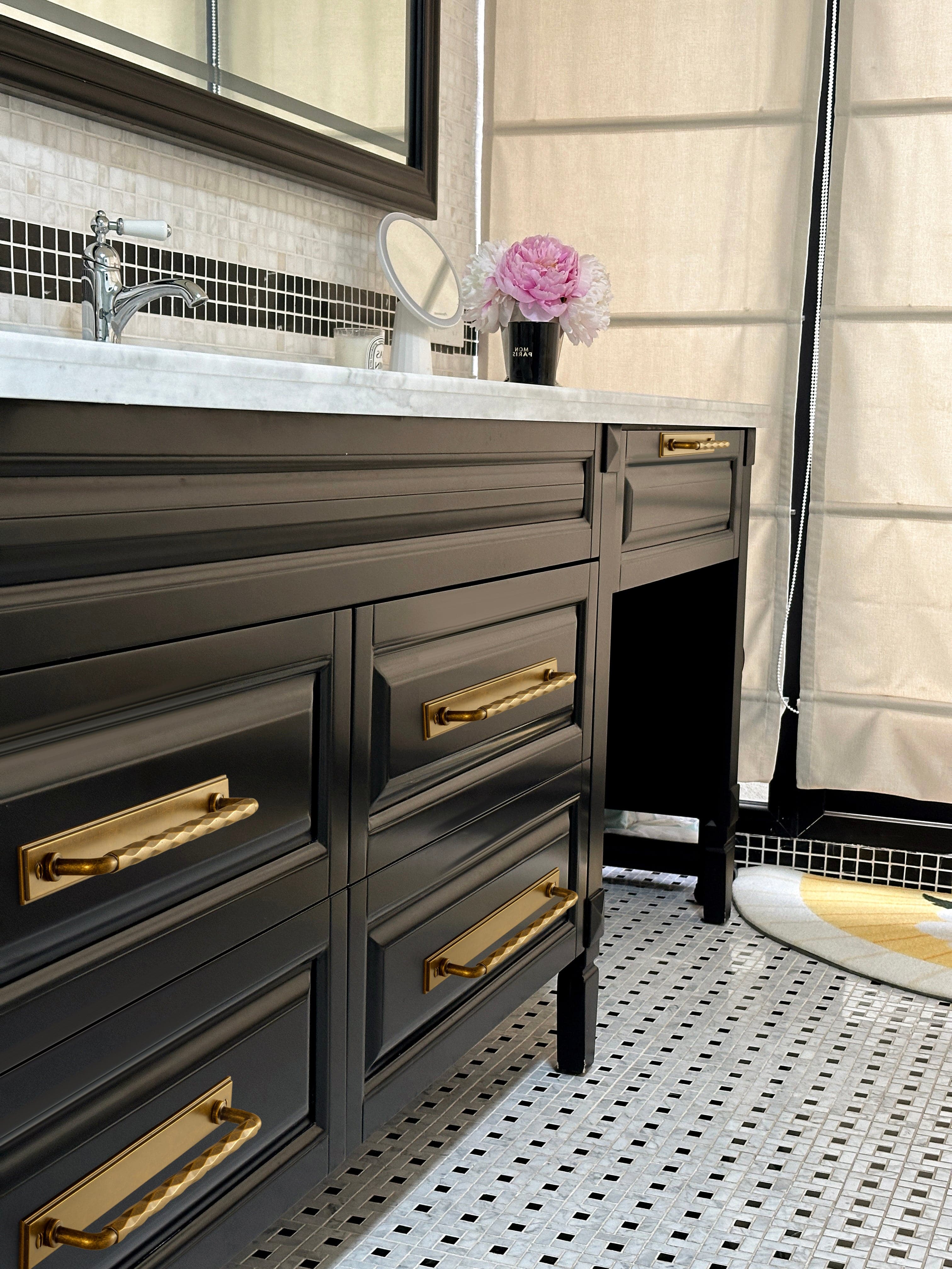 2 Pack Zinc Alloy Drawer Pulls with Back Plate Twisted Design Decorative Handles for Kitchen Cabinets