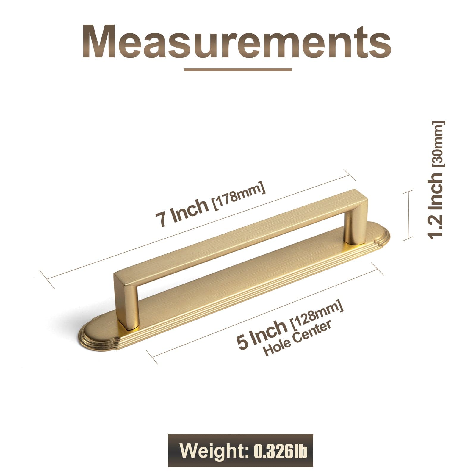 2 Pack Long Cabinet Bar Pulls with Back Plates Solid Drawer Handles Set