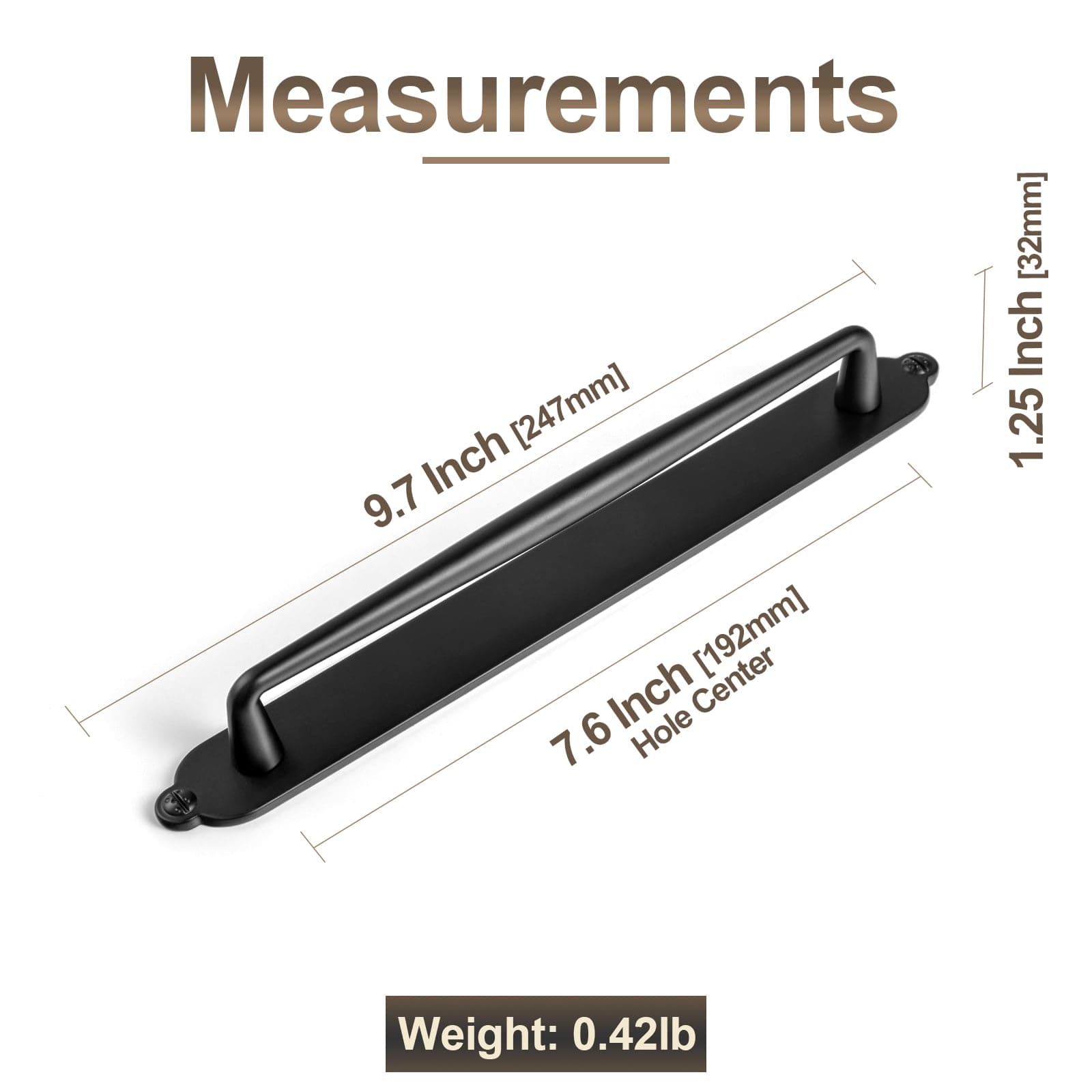 2 Pack Vintage Zinc Alloy Cabinet Pulls with Back Plate - Furniture Handles for Kitchen Cupboards