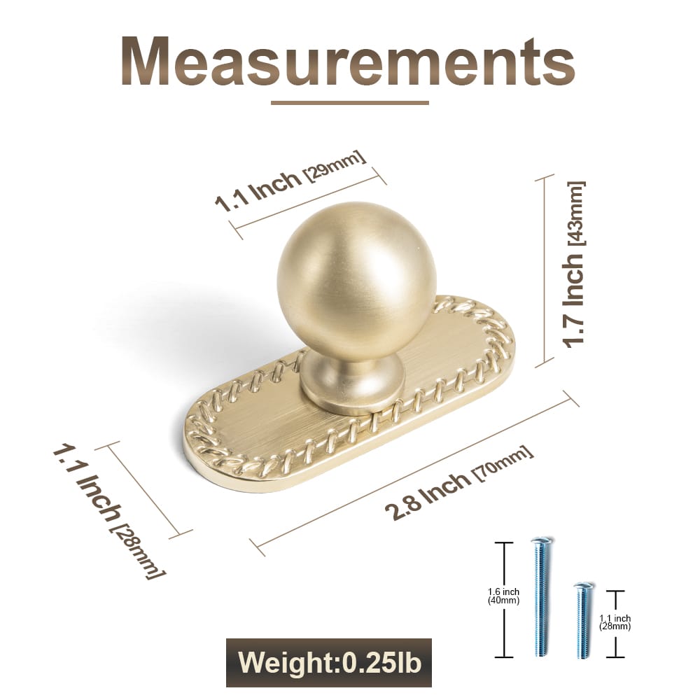 Round Ball Cabinet Knobs, Solid Zinc Alloy Drawer Knobs with Multiple Optional Backplates for Kitchen Furniture Hardware