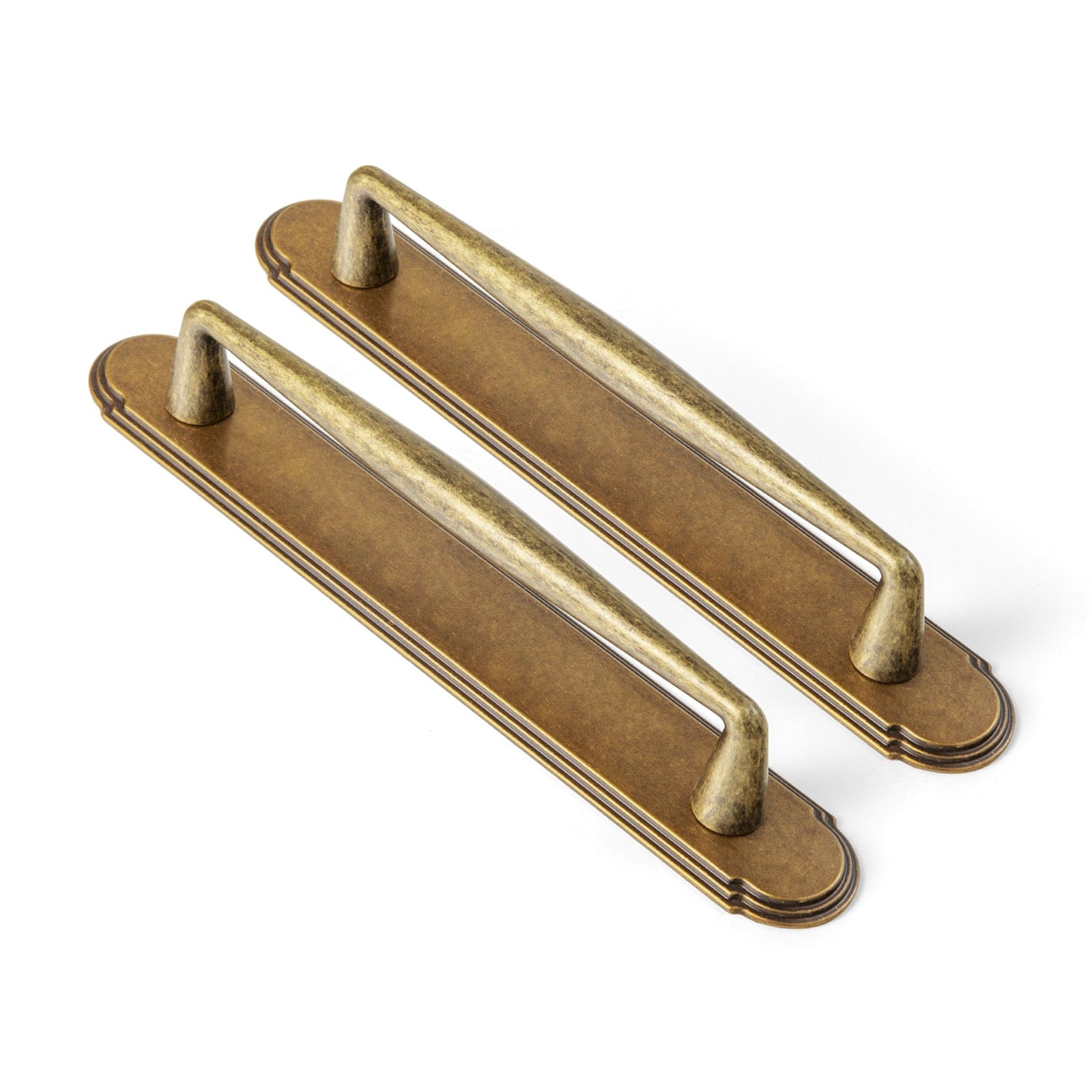 2 Pack Vintage Zinc Alloy Cabinet Pulls with Back Plate - Furniture Handles for Kitchen Cupboards