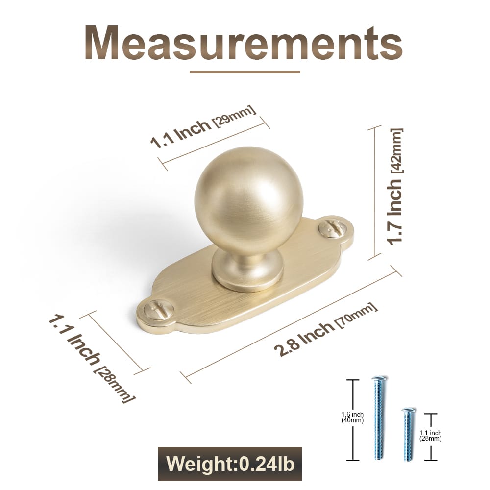 Round Ball Cabinet Knobs, Solid Zinc Alloy Drawer Knobs with Multiple Optional Backplates for Kitchen Furniture Hardware