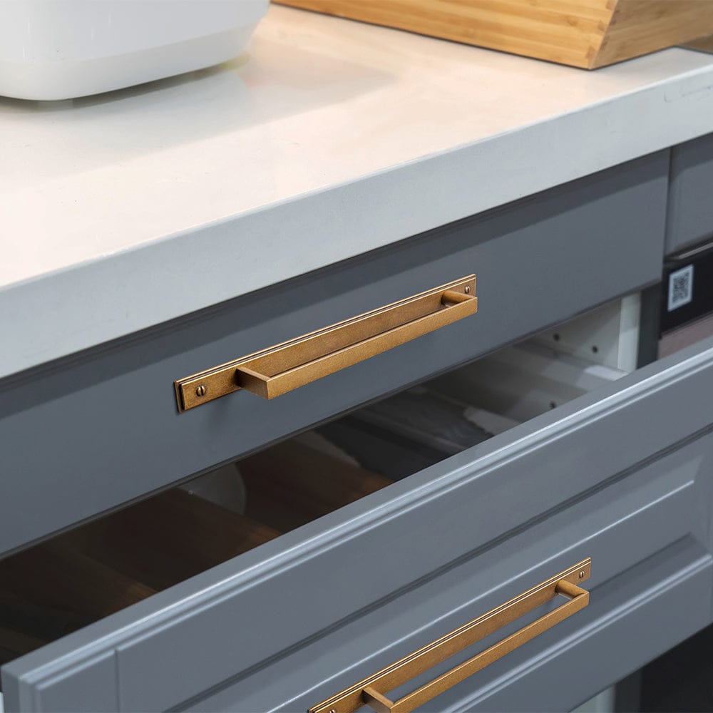 2 Pack Long Cabinet Bar Pulls with Back Plates Solid Drawer Handles Set