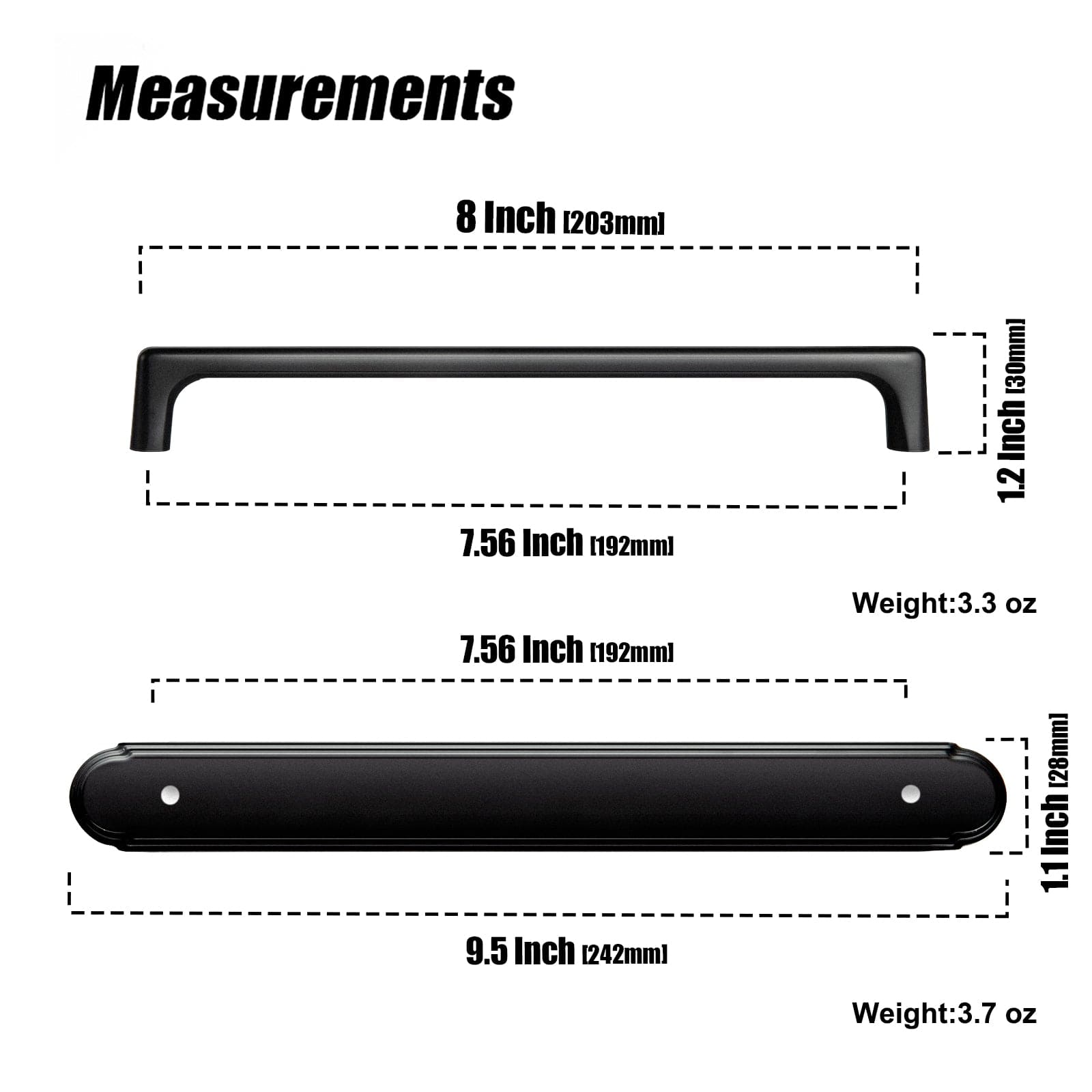 2 Pack Cabinet Pulls with Oval-shaped Back Plate Zinc Alloy Cabinet Handle with Long Back Plate G014