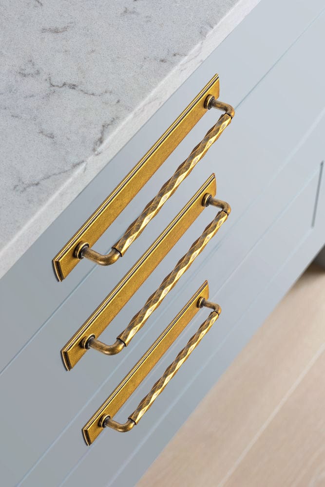 2 Pack Zinc Alloy Drawer Pulls with Back Plate Twisted Design Decorative Handles for Kitchen Cabinets