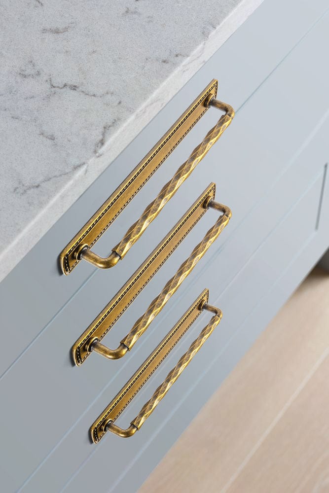 2 Pack Zinc Alloy Drawer Pulls with Back Plate Twisted Design Decorative Handles for Kitchen Cabinets