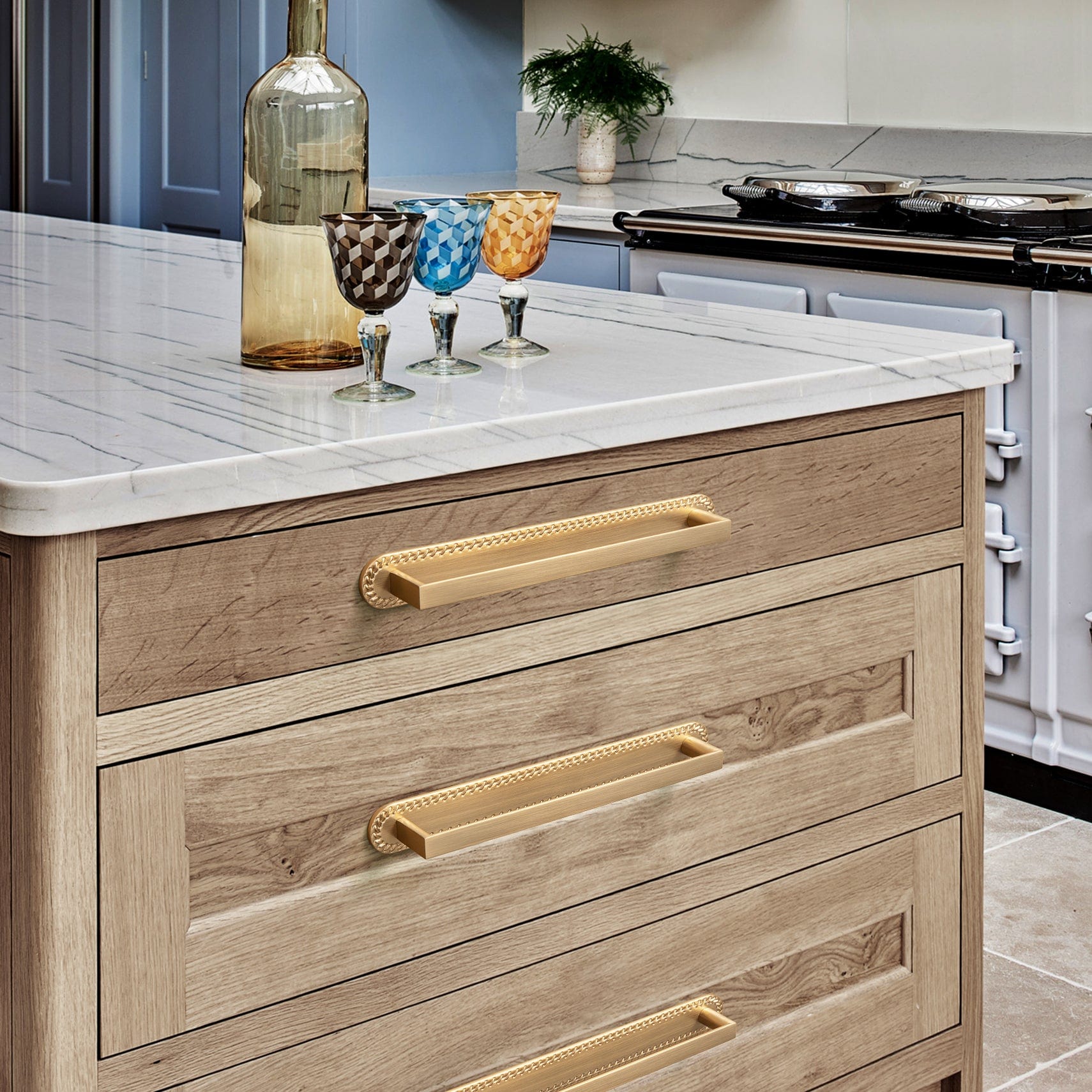 2 Pack Long Cabinet Bar Pulls with Back Plates Solid Drawer Handles Set