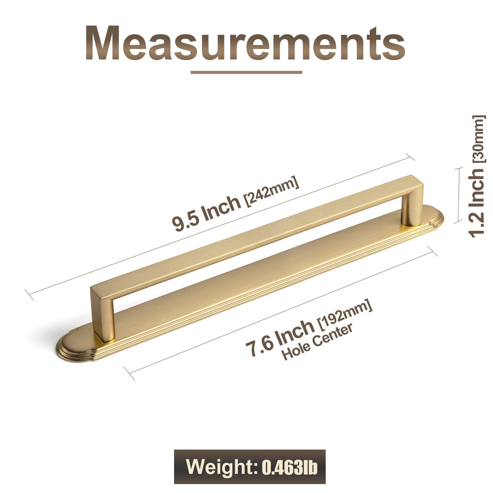 2 Pack Long Cabinet Bar Pulls with Back Plates Solid Drawer Handles Set