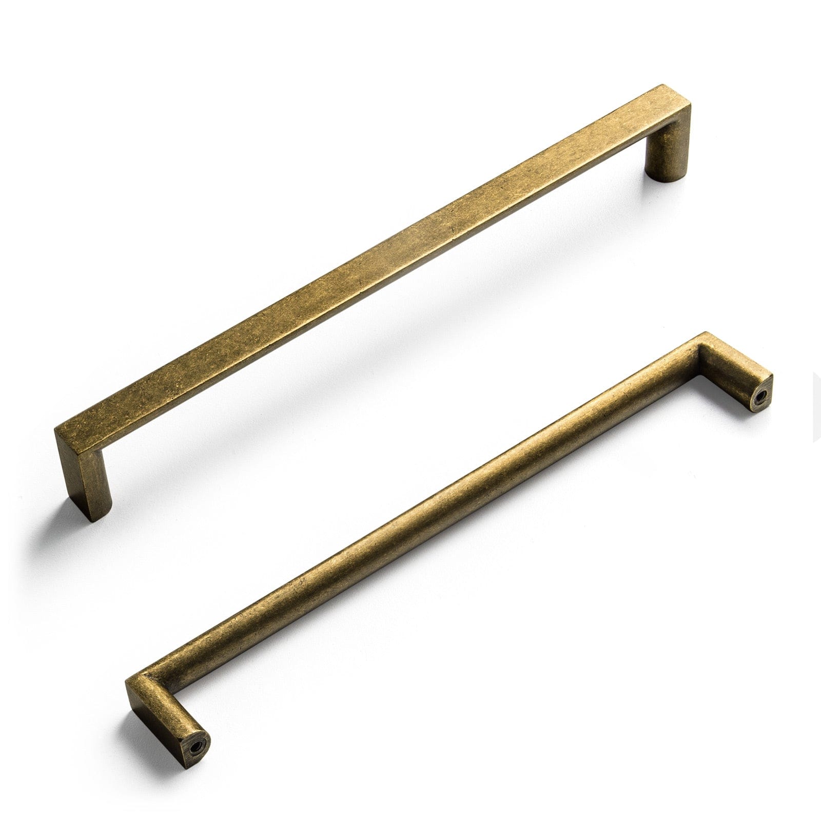 Lange Schrankgriffe, massive Schubladengriffe aus antikem Vintage-Messing