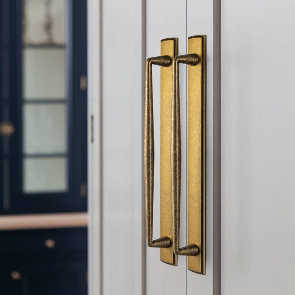 2 Pack Vintage Zinc Alloy Cabinet Pulls with Back Plate - Furniture Handles for Kitchen Cupboards