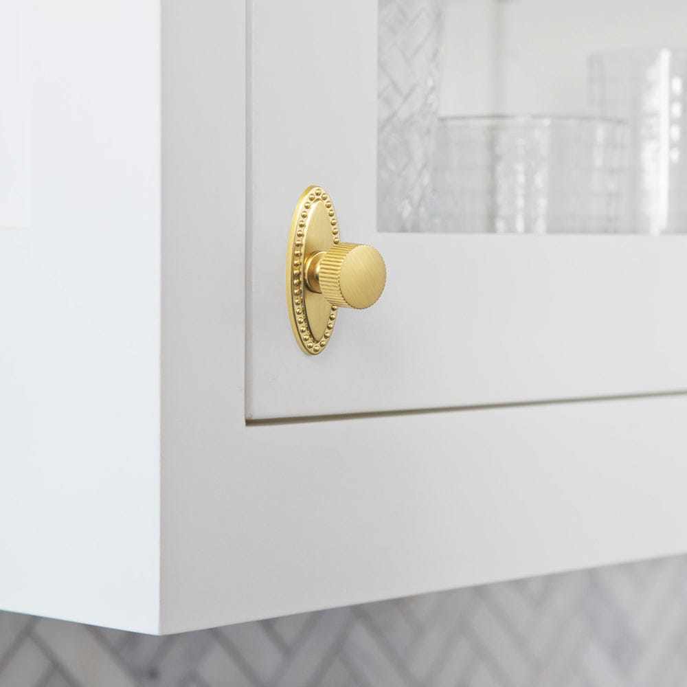 2 Pack Striped Cabinet Pull Retro Brass Cabinet Handles Knobs with Back Plate