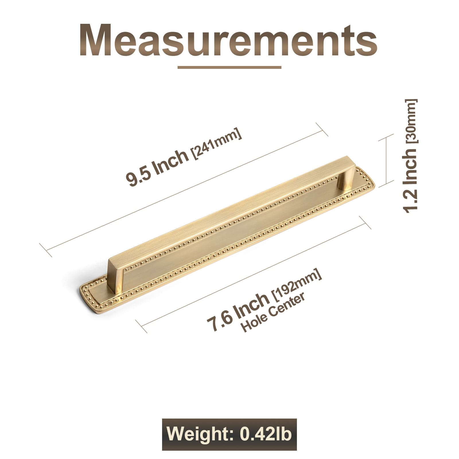 2 Pack Long Cabinet Bar Pulls with Back Plates Solid Drawer Handles Set