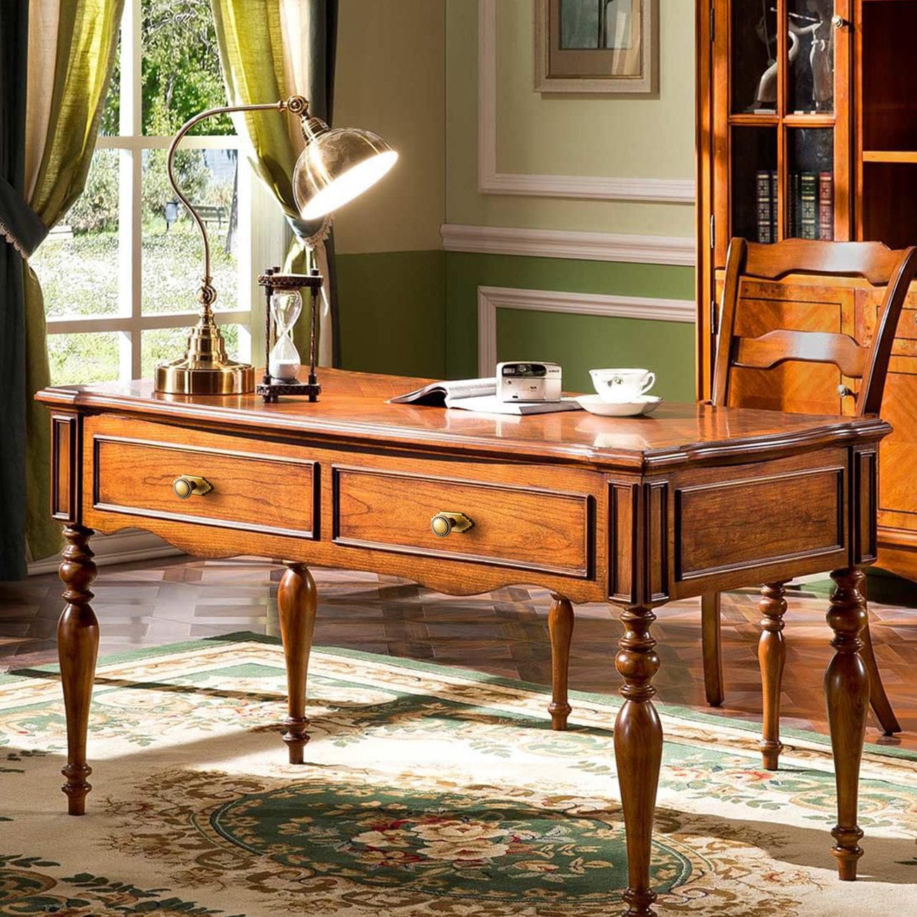 Antique Brass Zinc Alloy Cabinet Knob with Delicate Decorative Back Plate Set