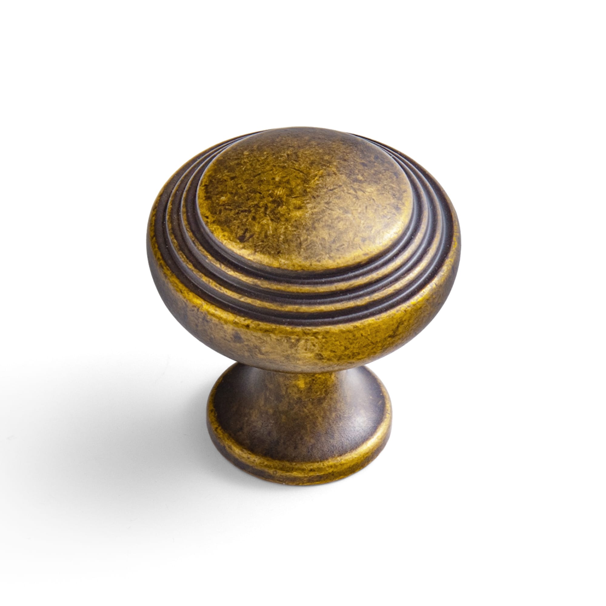 Antique Brass Ribbed Mushroom Cabinet Knob Zinc Alloy Vintage Round Drawer Knob, Farmhouse Traditional Furniture Hardware