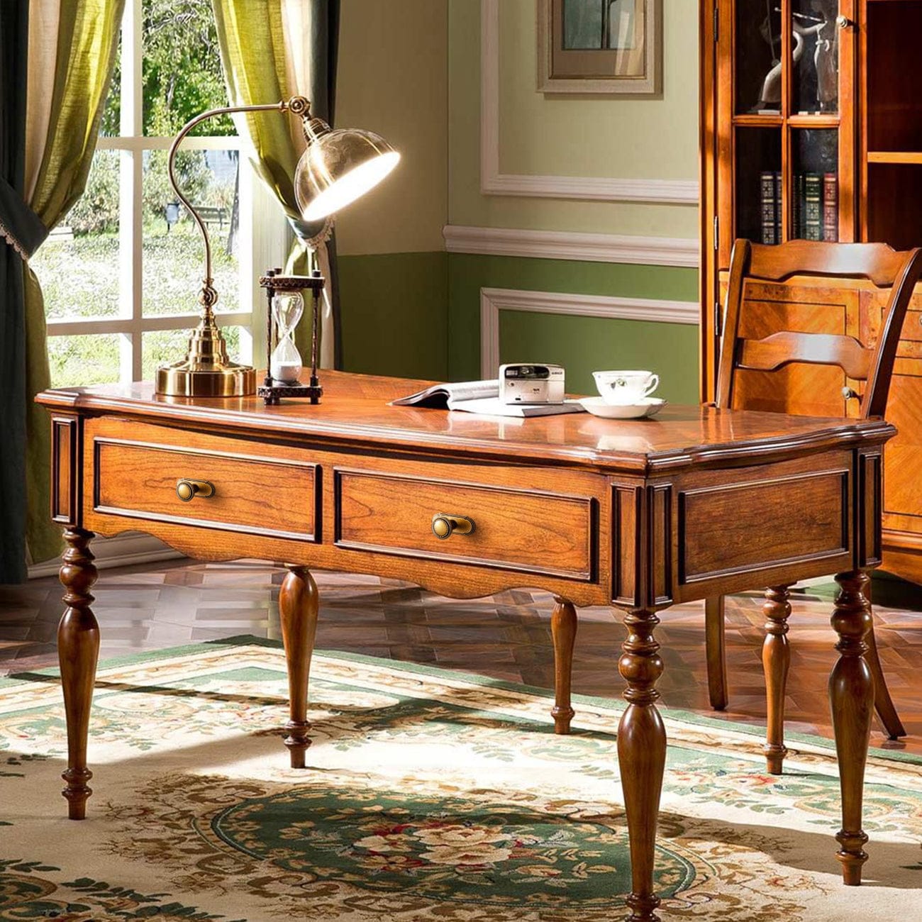 Antique Brass Zinc Alloy Cabinet Knob with Delicate Decorative Back Plate Set