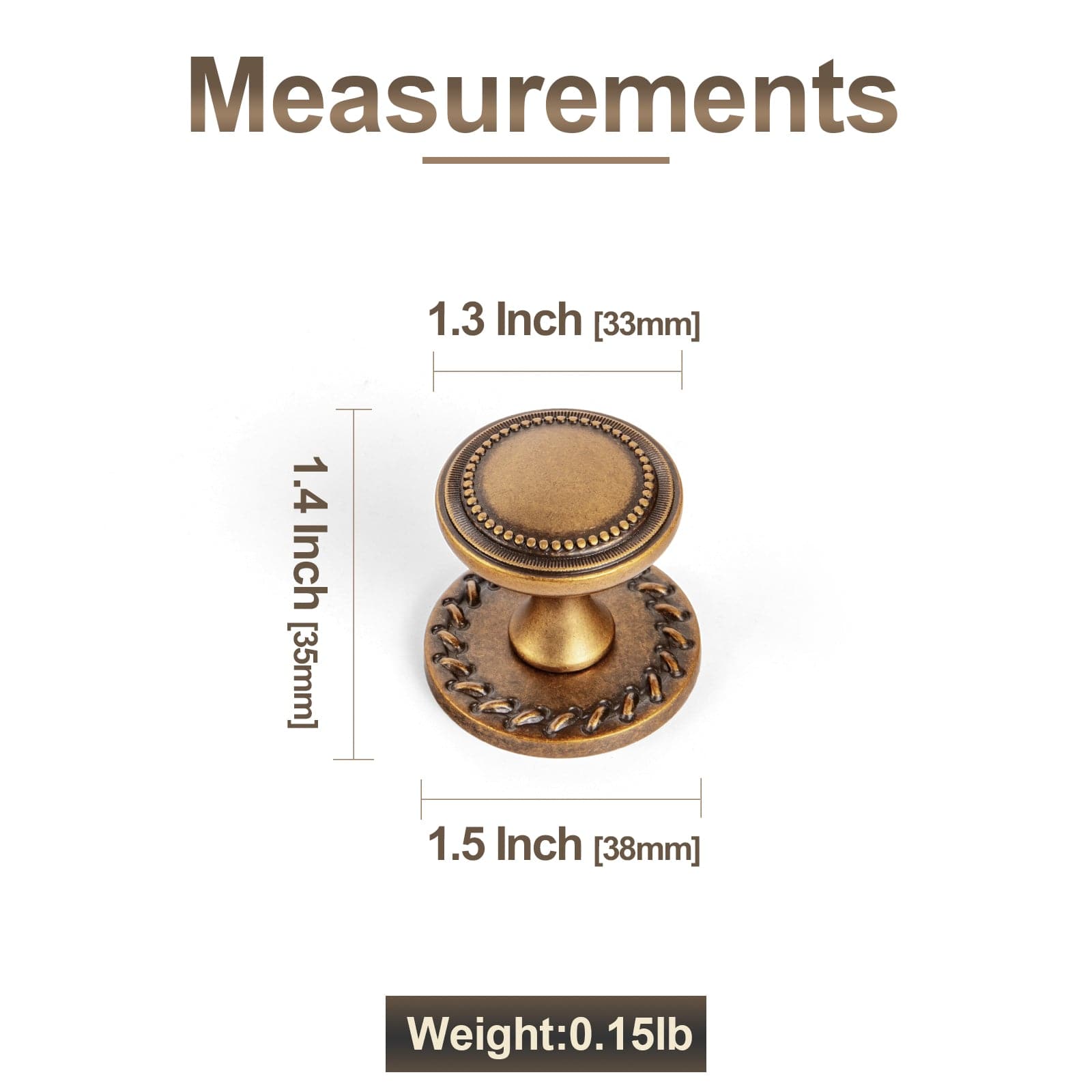 Antique Brass Zinc Alloy Cabinet Knob with Delicate Decorative Back Plate Set