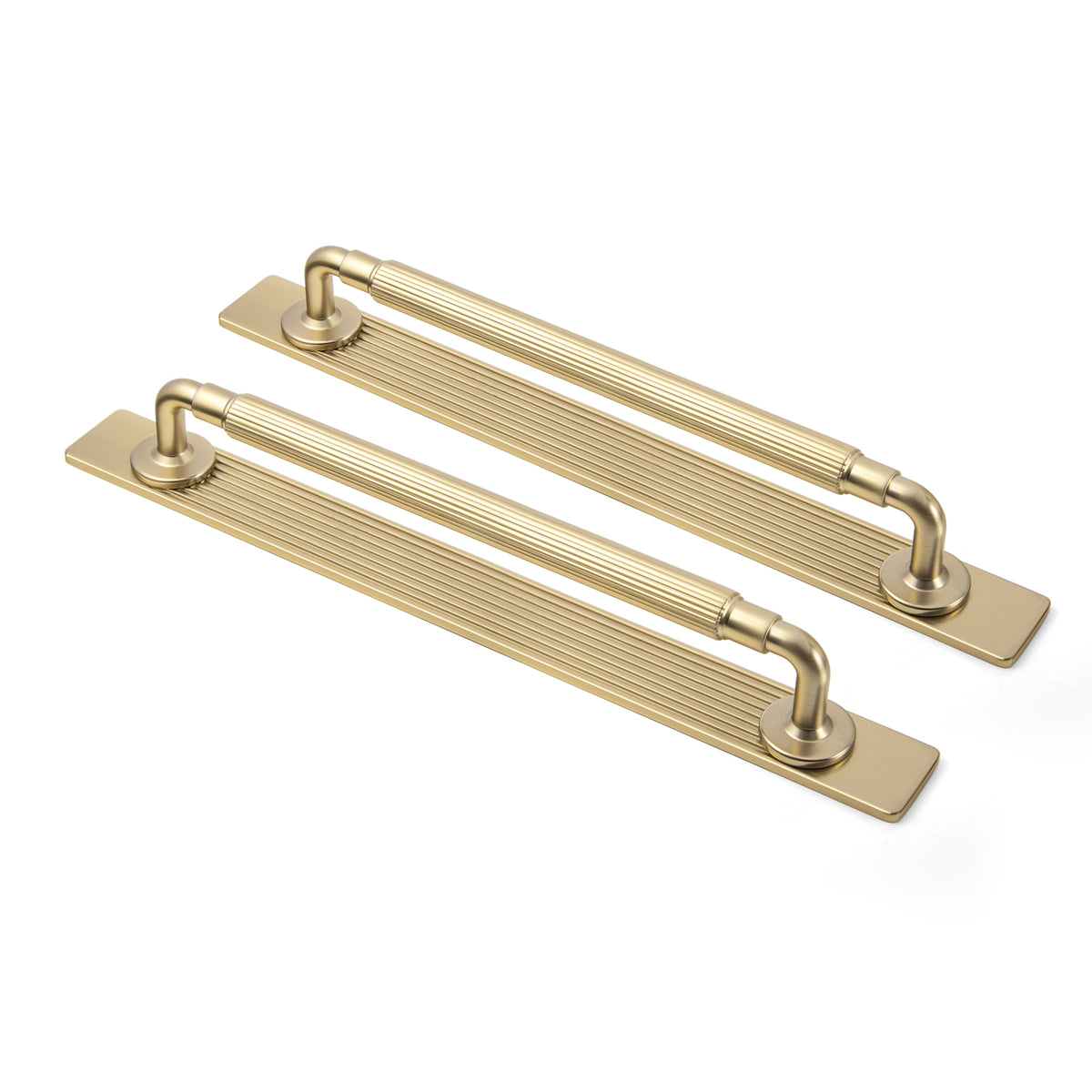 2 Pack Zinc Alloy Fluted Cabinet Handles with Ornate Backplates, Grooved Bar Pulls for Furniture Cabinet Hardware
