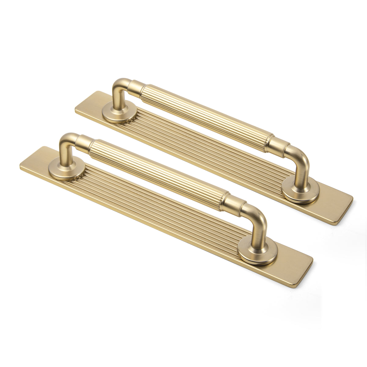 2 Pack Zinc Alloy Fluted Cabinet Handles with Ornate Backplates, Grooved Bar Pulls for Furniture Cabinet Hardware