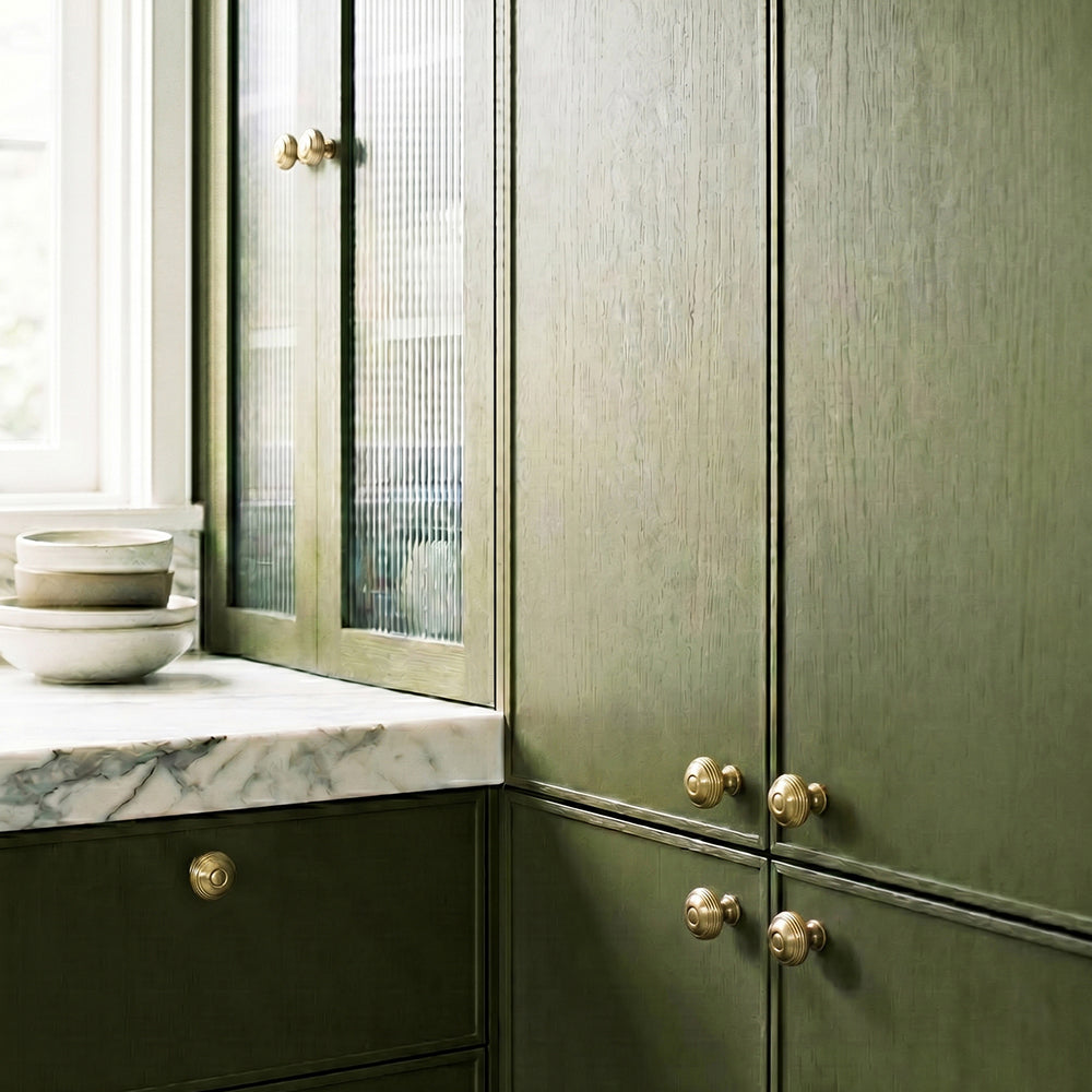 Concentric Tiered Round Zinc Alloy Cabinet Knobs, Classic Ridged Vintage Drawer Knob for Cabinet, Dresser