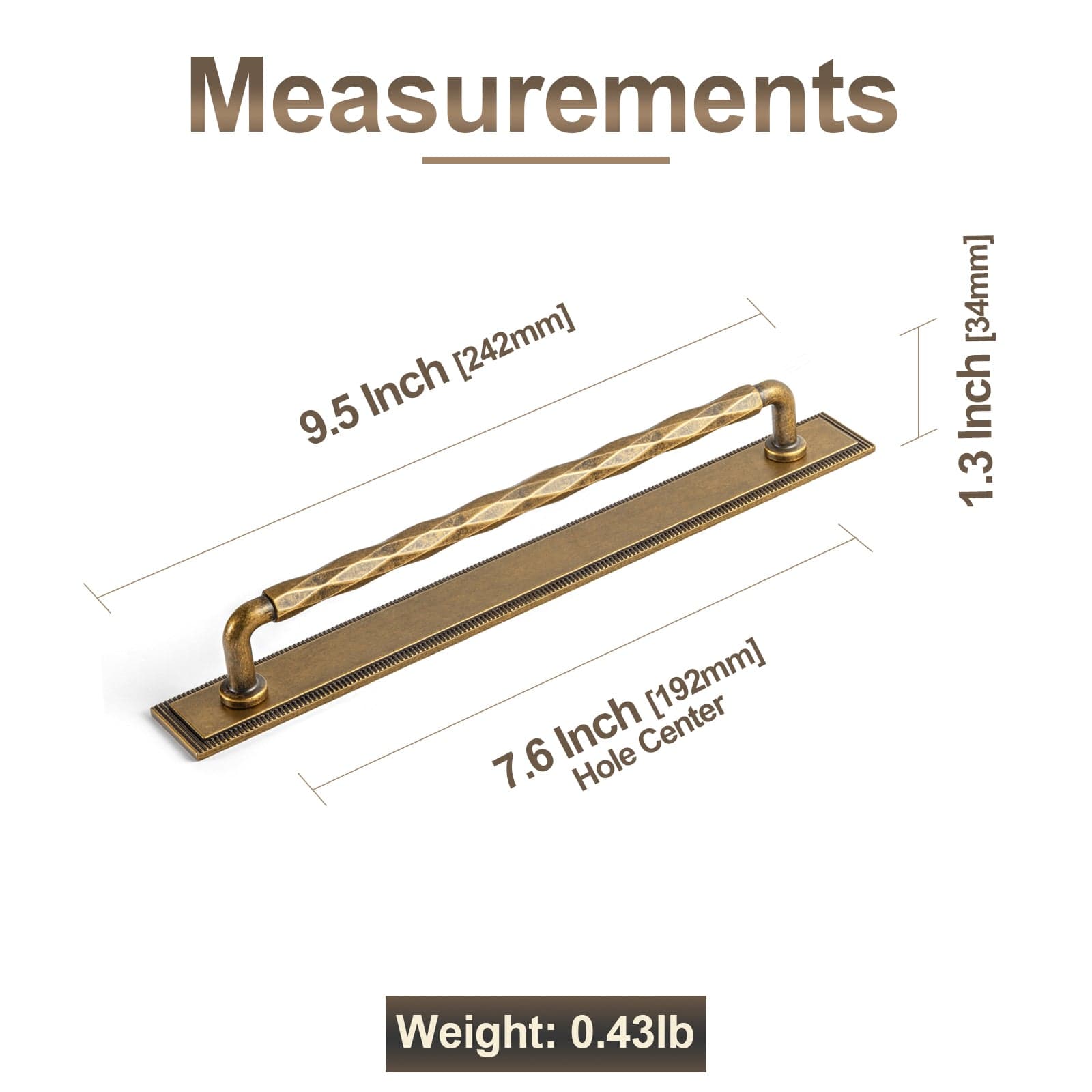 2 Pack Zinc Alloy Drawer Pulls with Back Plate Twisted Design Decorative Handles for Kitchen Cabinets