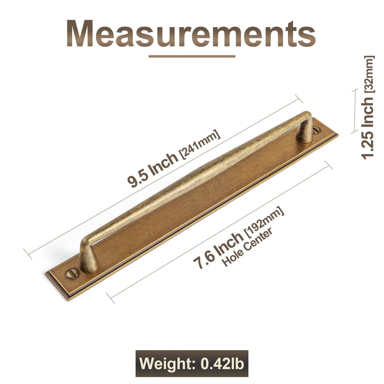 2 Pack Vintage Zinc Alloy Cabinet Pulls with Back Plate - Furniture Handles for Kitchen Cupboards