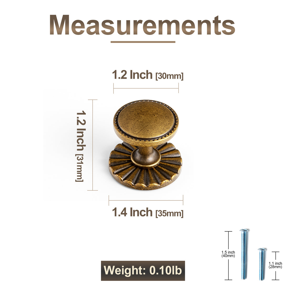 Classic Round Design Cabinet Knobs with Toothed Rim for Kitchen Drawers