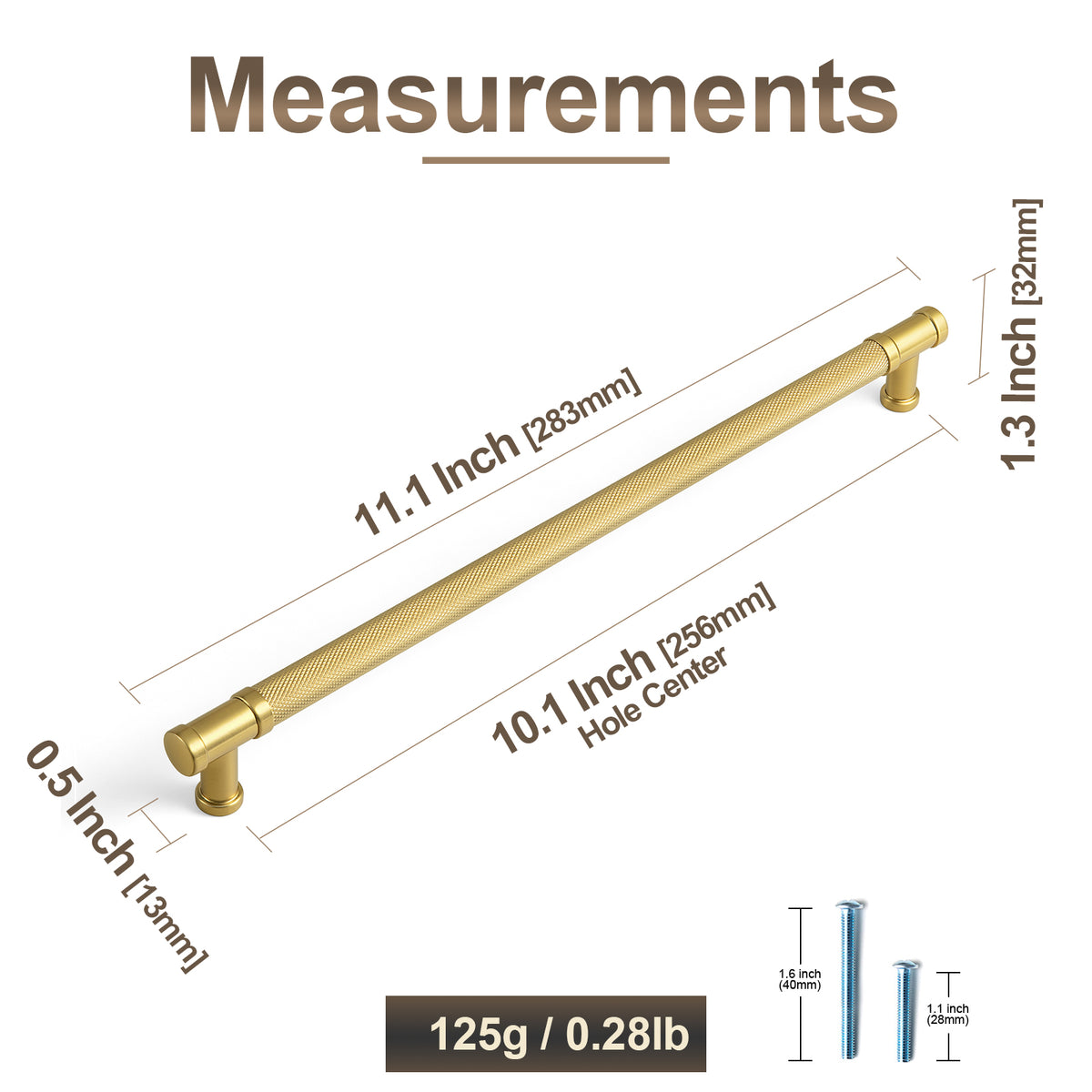 Knurled Metal Alloy Vintage Bronze Bar Pull Kitchen Hardware