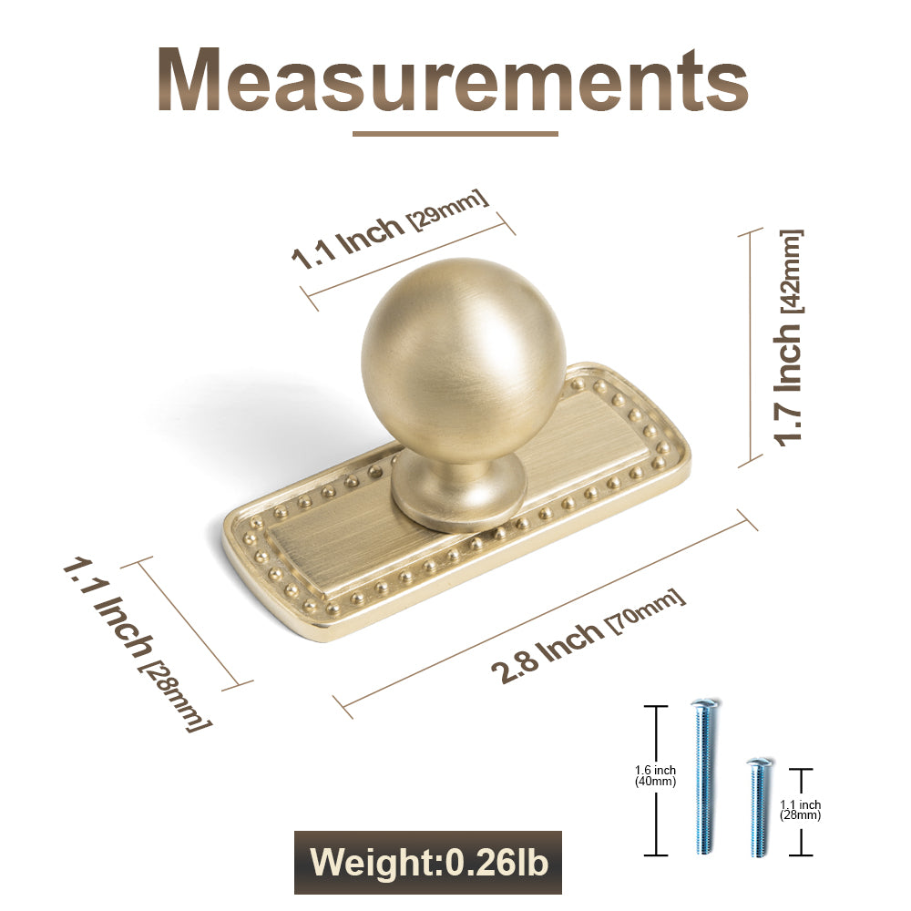 Round Ball Cabinet Knobs, Solid Zinc Alloy Drawer Knobs with Multiple Optional Backplates for Kitchen Furniture Hardware