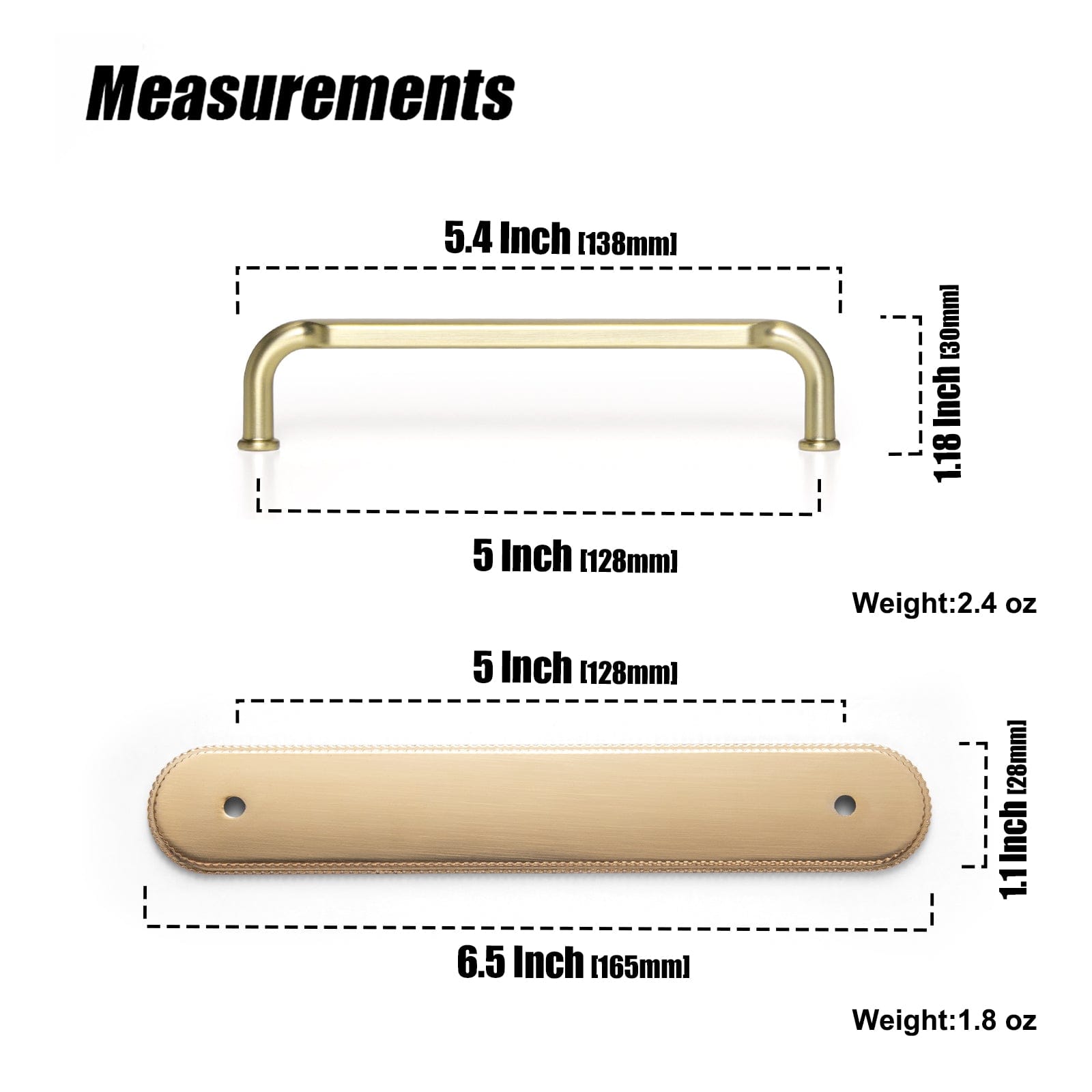 2 Pack Antique Brass Cabinet Pulls with Back Plate Zinc Alloy Drawer Handle with Long Back Plate
