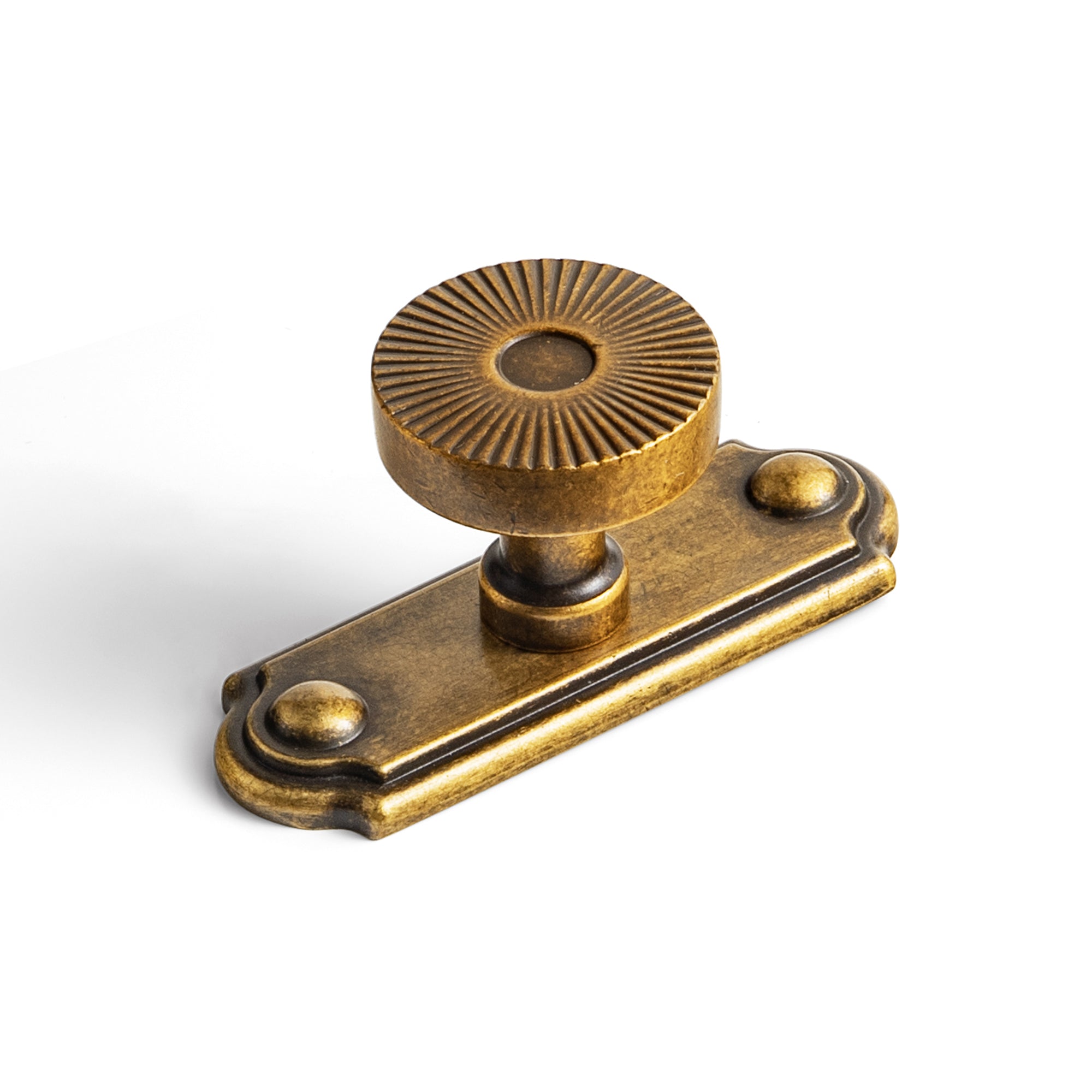 Retro Radiating Pattern Cabinet Knob with Ornate Backplate, Solid Zinc Alloy Drawer Knob for Classic Cabinet Renovation