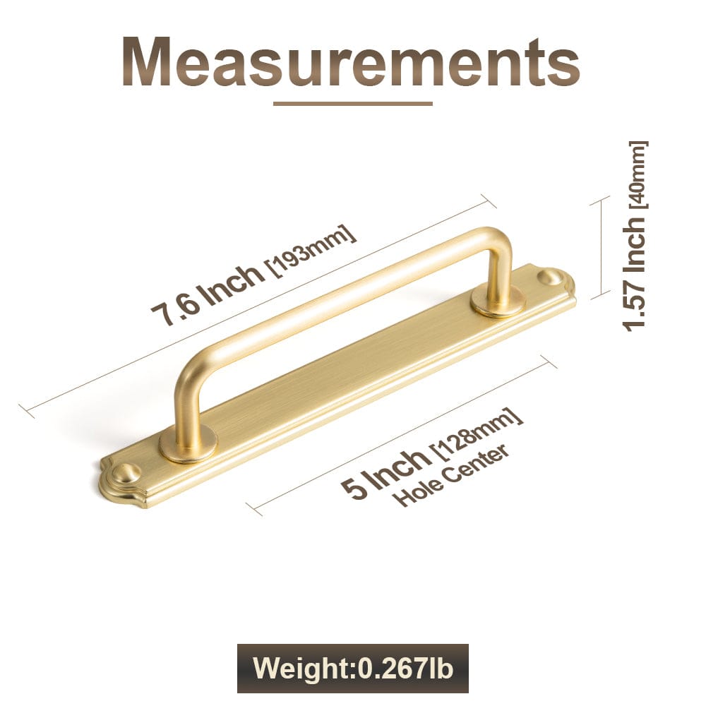 Stylish Contoured Cabinet Handle with Back Plate Decorative Cabinet Hardware