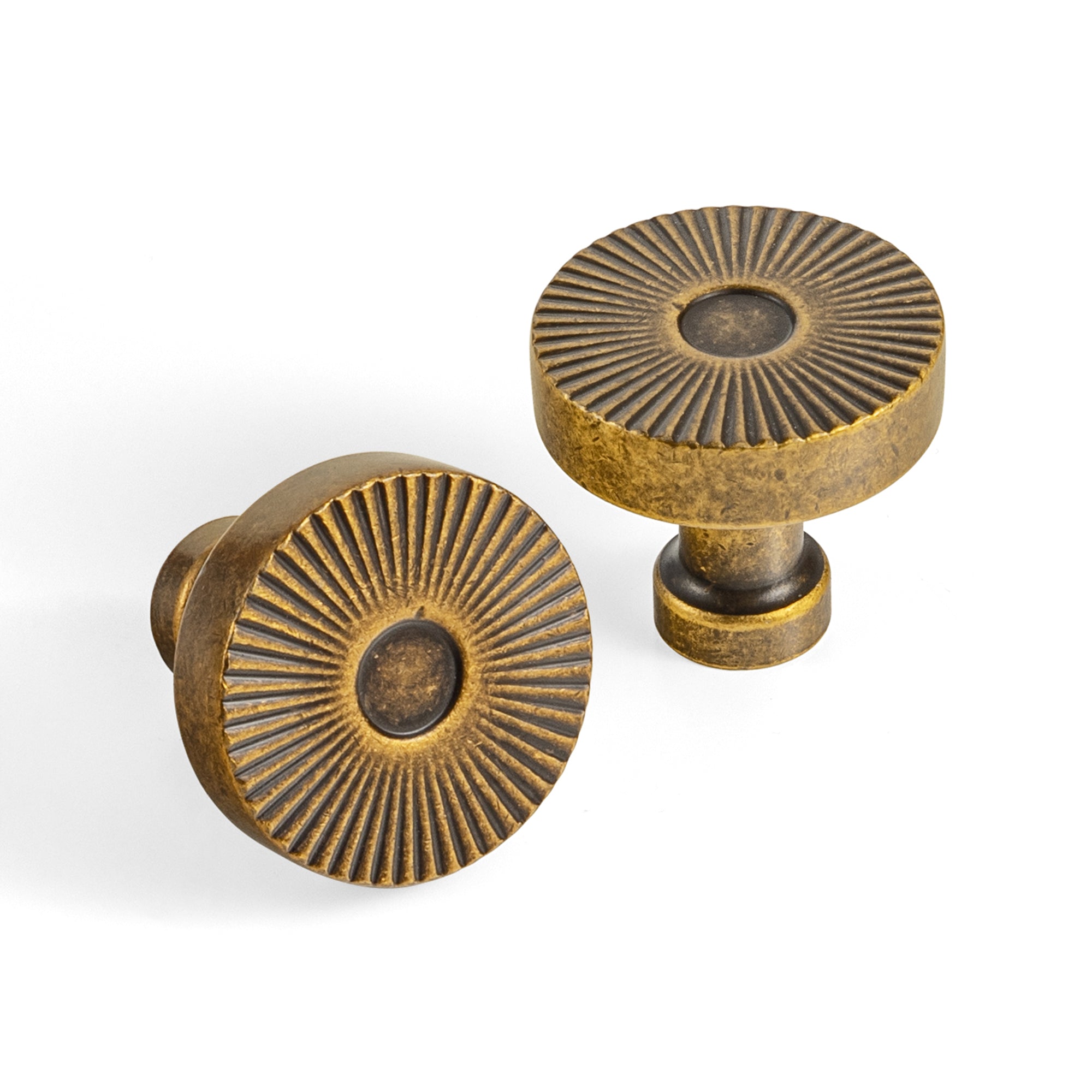 Retro Radiating Pattern Cabinet Knob with Ornate Backplate, Solid Zinc Alloy Drawer Knob for Classic Cabinet Renovation