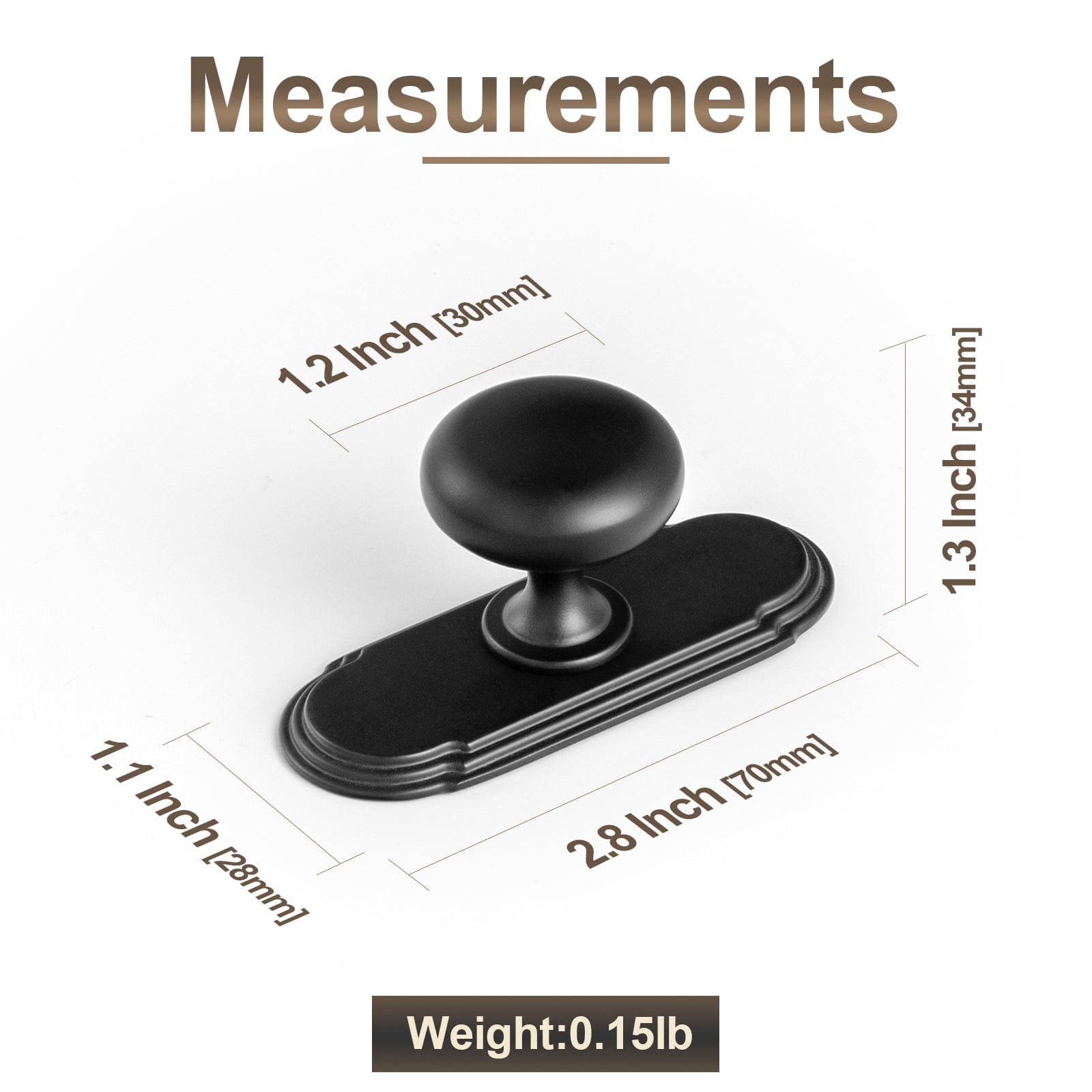 Antique Brass Zinc Alloy Cabinet Knob with Back Plate Single Hole Center Cabinet Hardware for Bedroom Kitchen