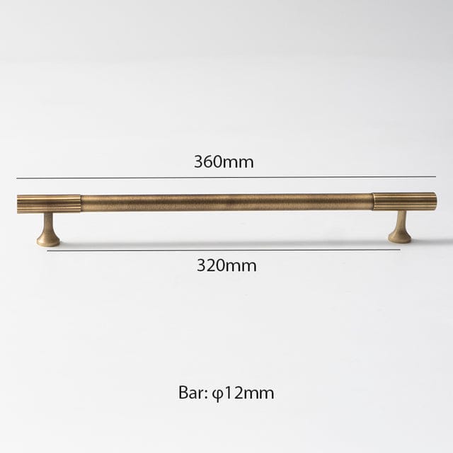 Antique Brass  Fluted Cabinet Handles Linear Knurled Solid Brass Drawer Knobs
