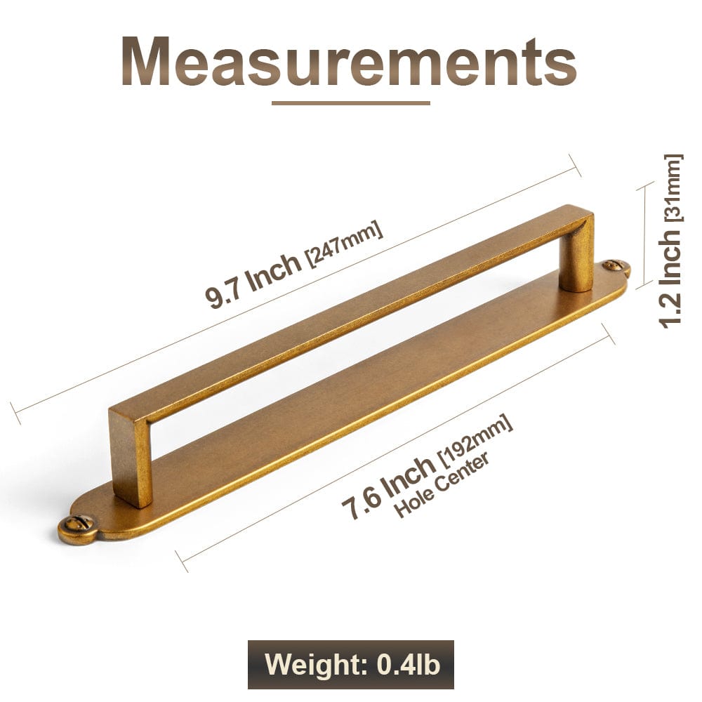 2 Pack Long Cabinet Bar Pulls with Back Plates Solid Drawer Handles Set
