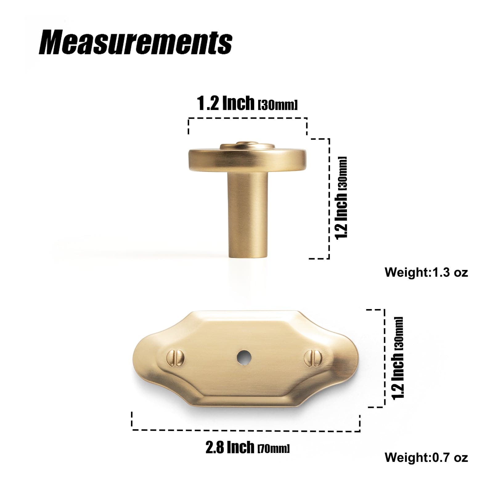 6 Pack Assorted Shaped Zinc Alloy Cabinet Hardware - Knobs and Back Plates for Stylish Furniture