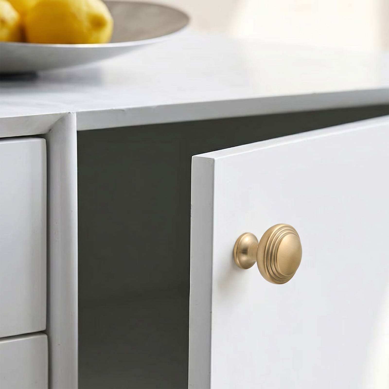 Antique Brass Ribbed Mushroom Cabinet Knob Zinc Alloy Vintage Round Drawer Knob, Farmhouse Traditional Furniture Hardware