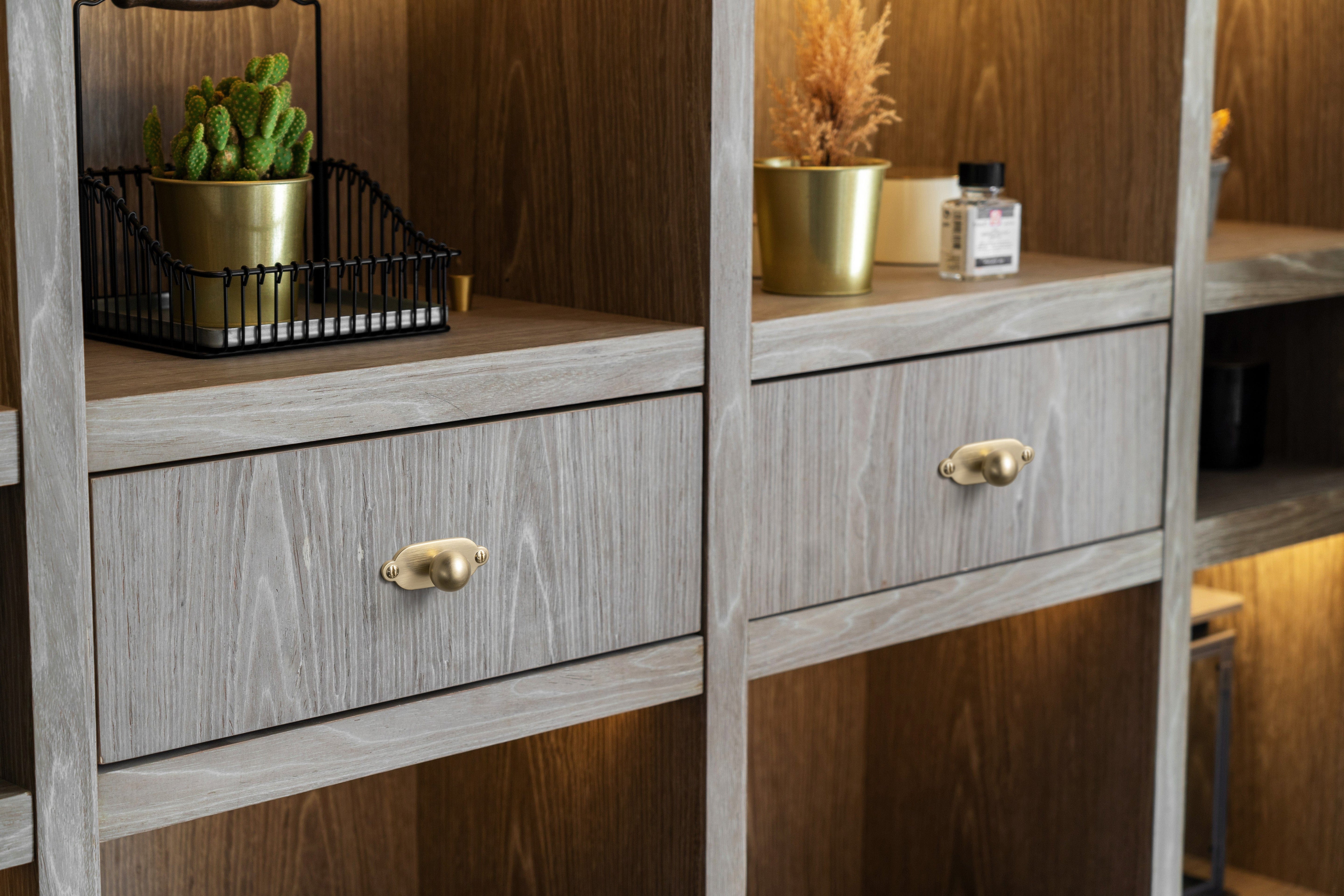 Round Cabinet Knobs with Back Plate Zinc Alloy Cabinet Handle with Long Back Plate