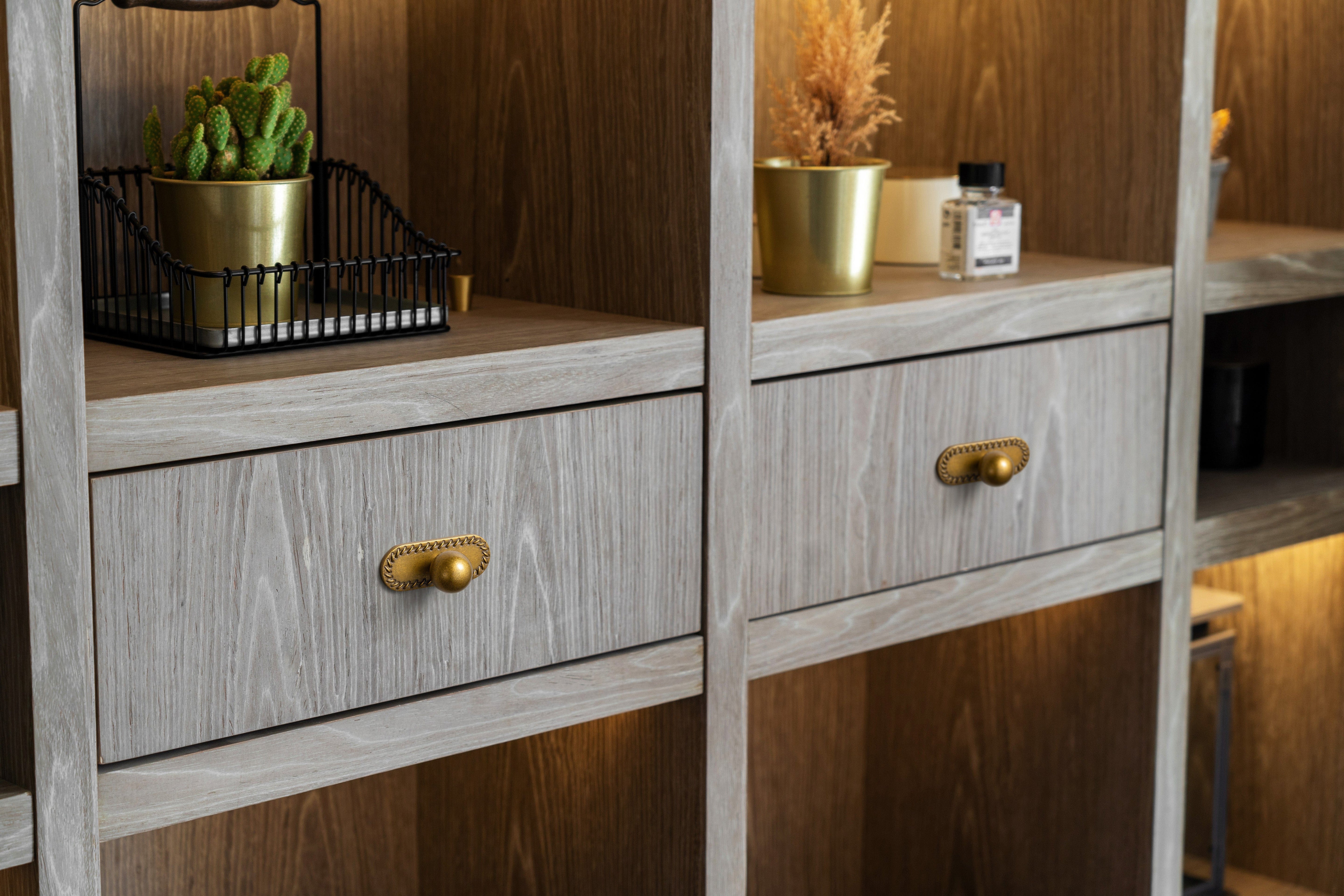 Round Cabinet Knobs with Back Plate Zinc Alloy Cabinet Handle with Long Back Plate