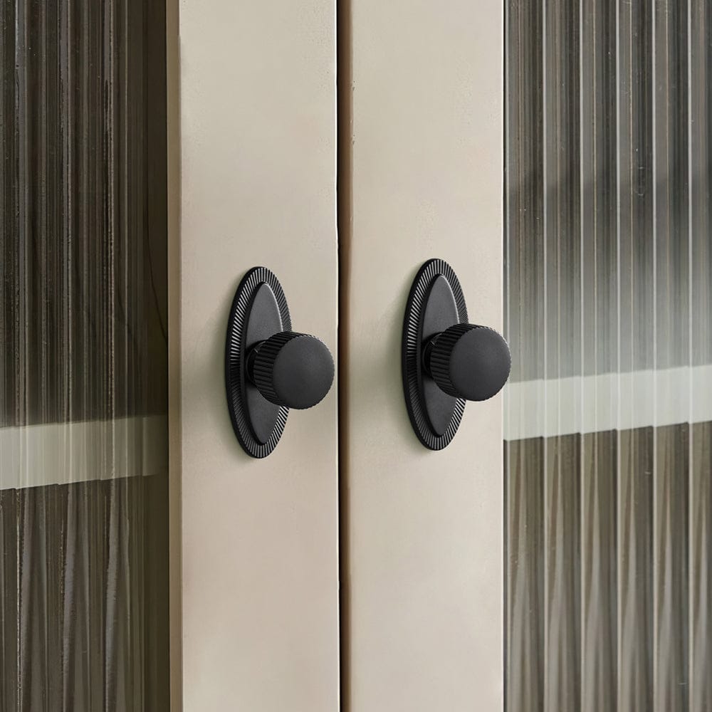 2 Pack Striped Cabinet Pull Retro Brass Cabinet Handles Knobs with Back Plate