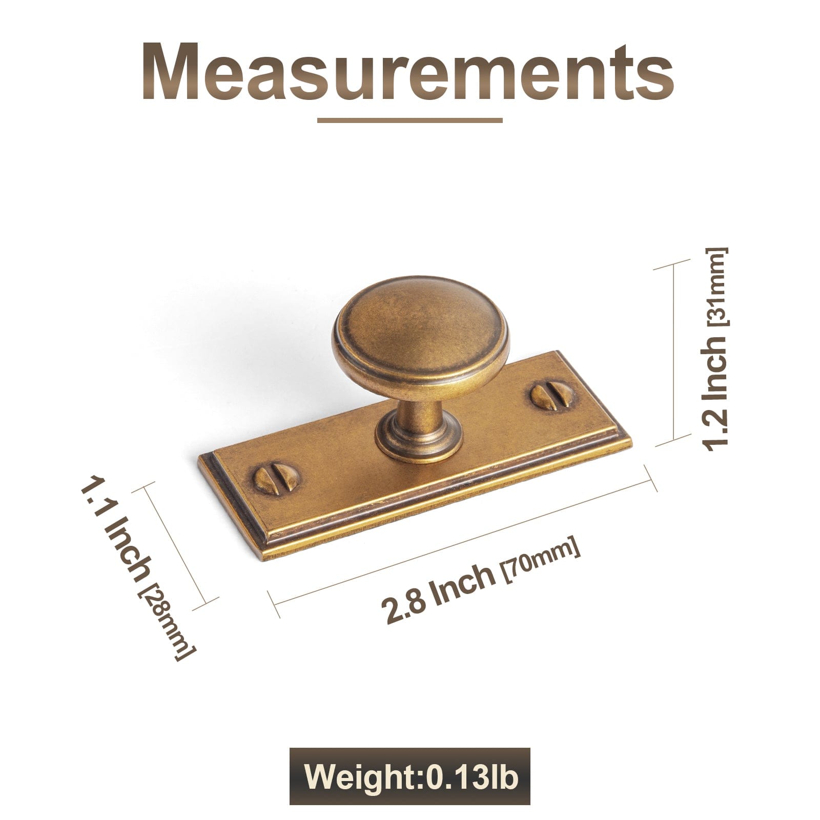 Vintage Retro Bronze Drawer Knob Kitchen Hardware Single Hole Cabinet Knobs with Back Plate