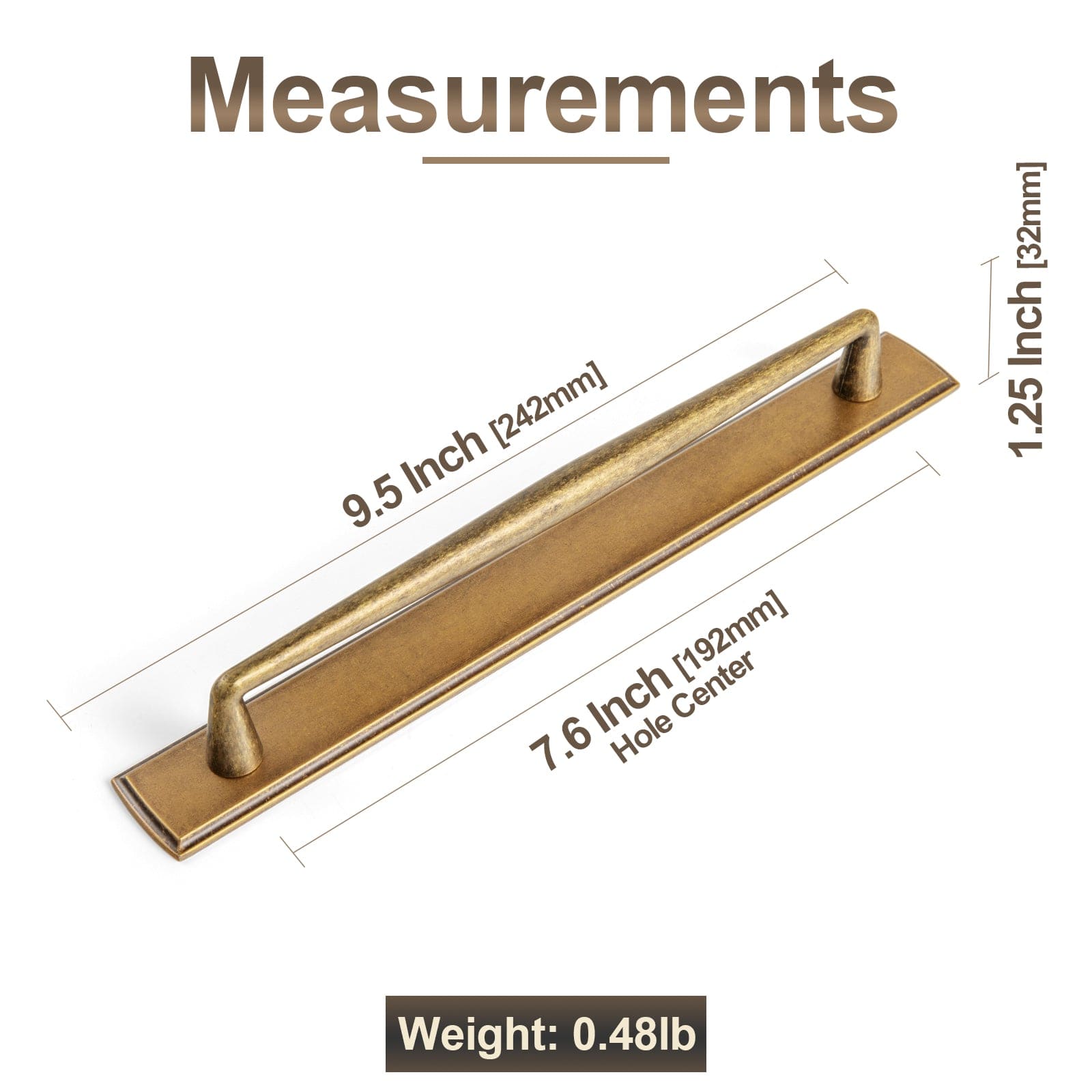 2 Pack Vintage Zinc Alloy Cabinet Pulls with Back Plate - Furniture Handles for Kitchen Cupboards