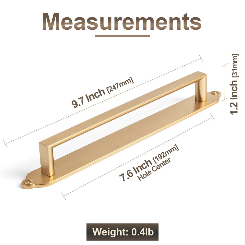 2 Pack Long Cabinet Bar Pulls with Back Plates Solid Drawer Handles Set