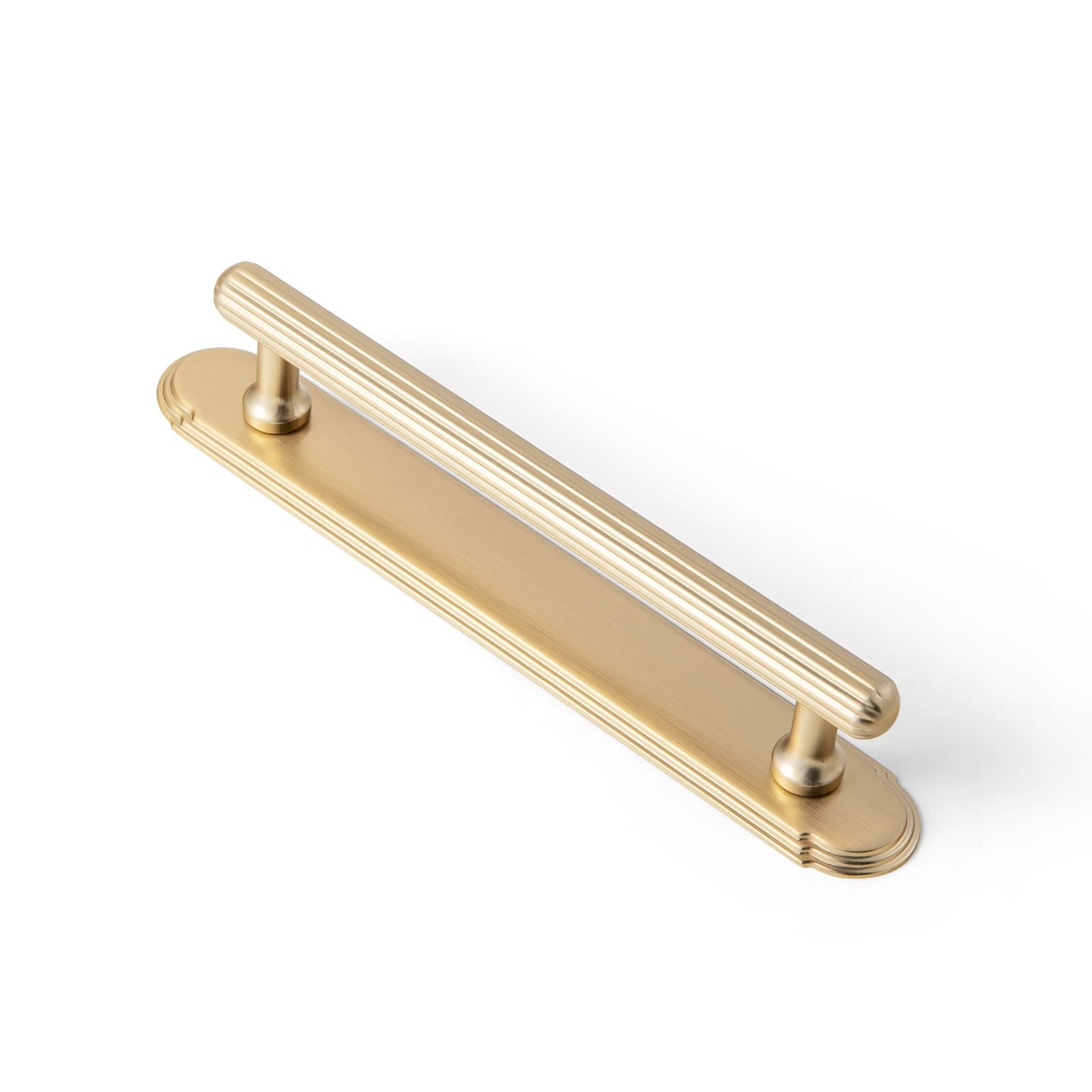 2 Pack Ribbed Fluted Cabinet Pull Handle with Backplate, Vintage Zinc Alloy Drawer Bar Pull